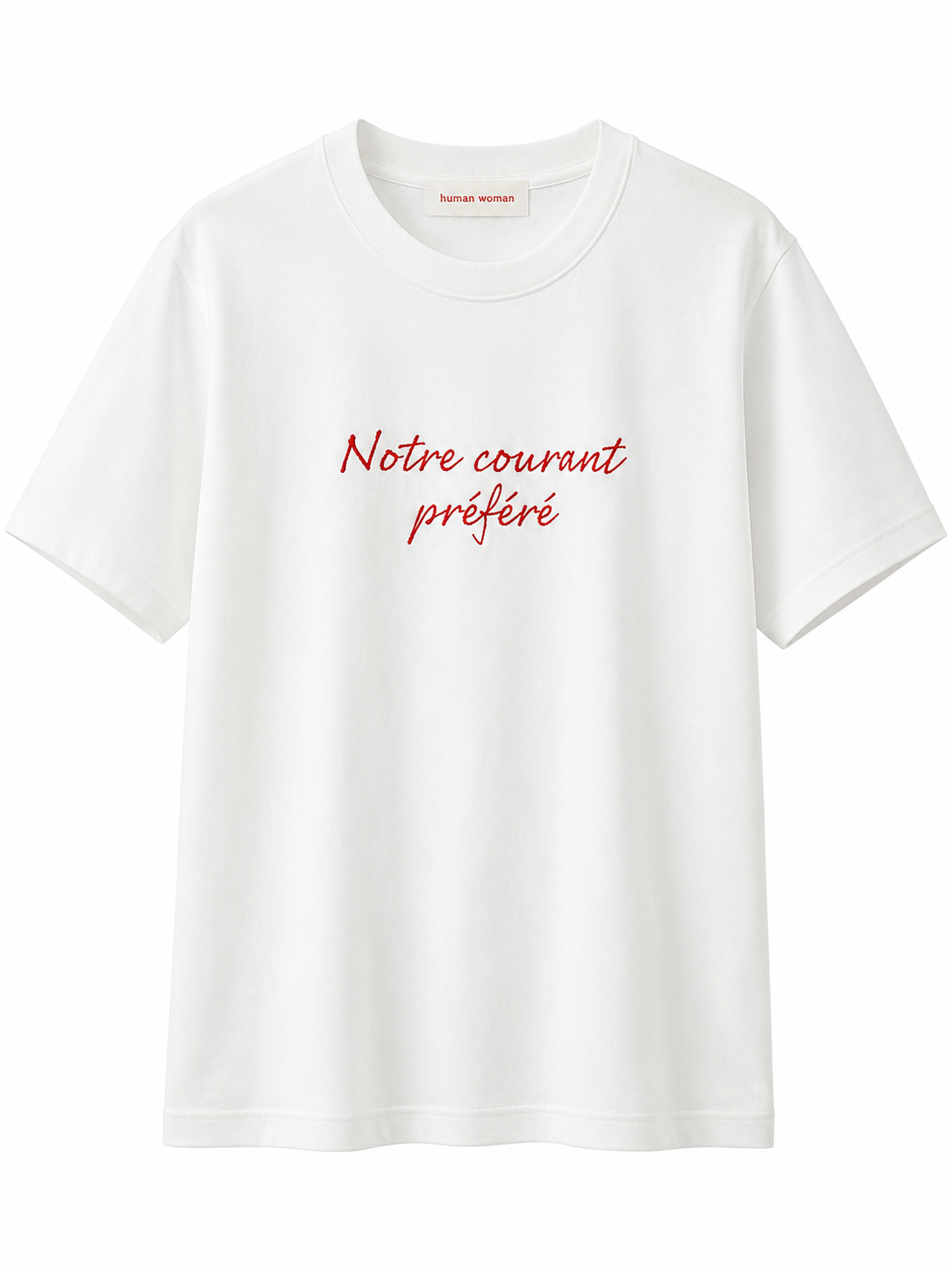 Human woman法文紅字T-shirt