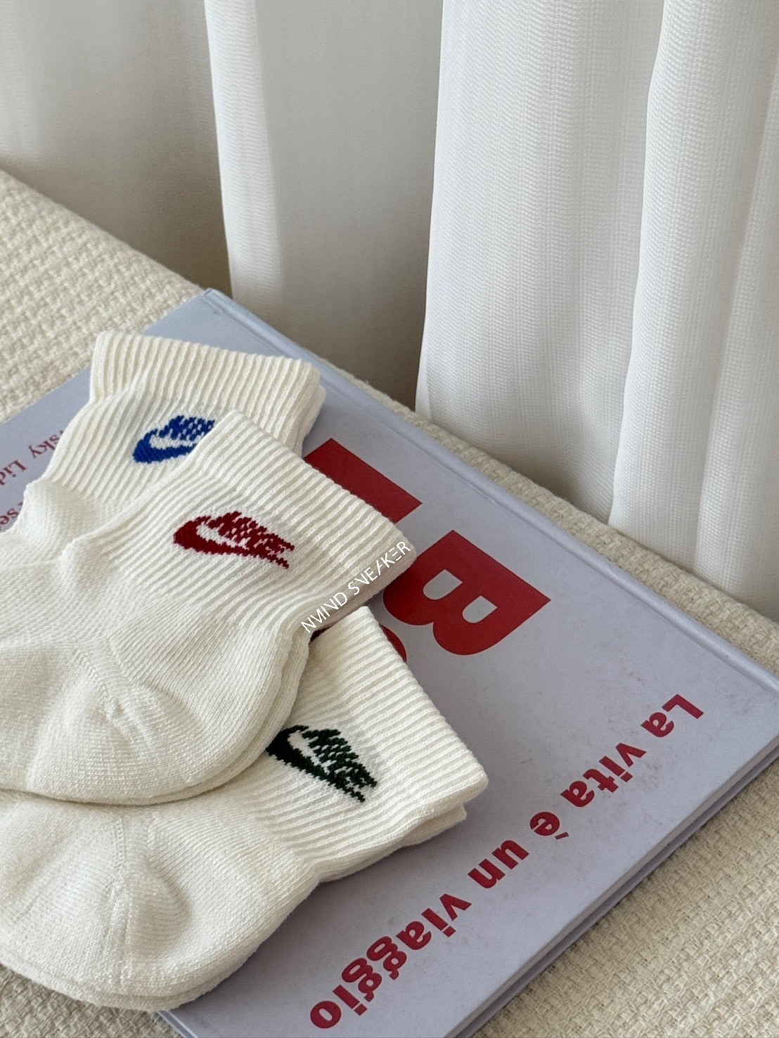 <勾勾襪穿過回不去🚀> Nike Everyday 短襪 踝襪 米白 奶油 紅 藍 綠 三色組