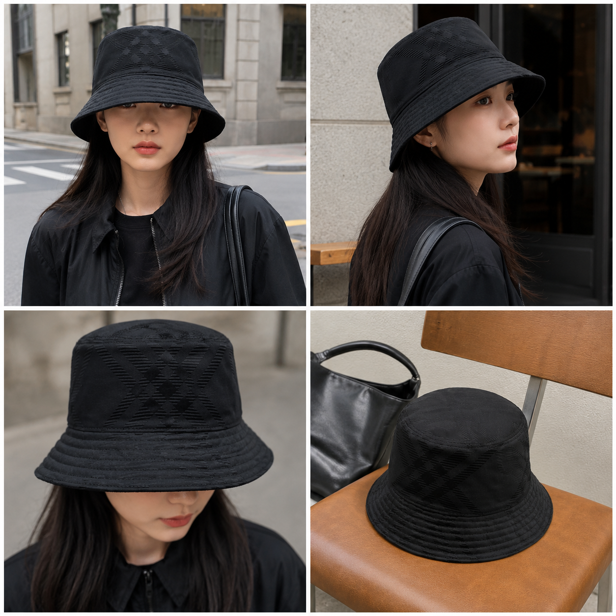 【預購】BURBERRY H0717508 黑色經典格紋漁夫帽