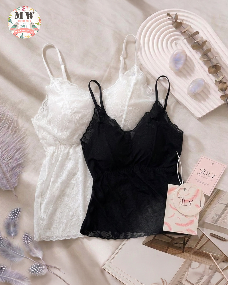 【台灣 JULY BRA】自帶杯墊蕾絲吊帶內衣 | 免穿胸圍法式美背 BraTop (MW Beauty 直播限定優惠) [1812#]