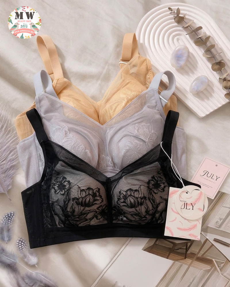 【台灣 JULY BRA】無鋼圈花紋無痕內衣 | 裸感隱形精緻提花舒適胸圍 (MW Beauty 直播限定優惠) [3609#]*