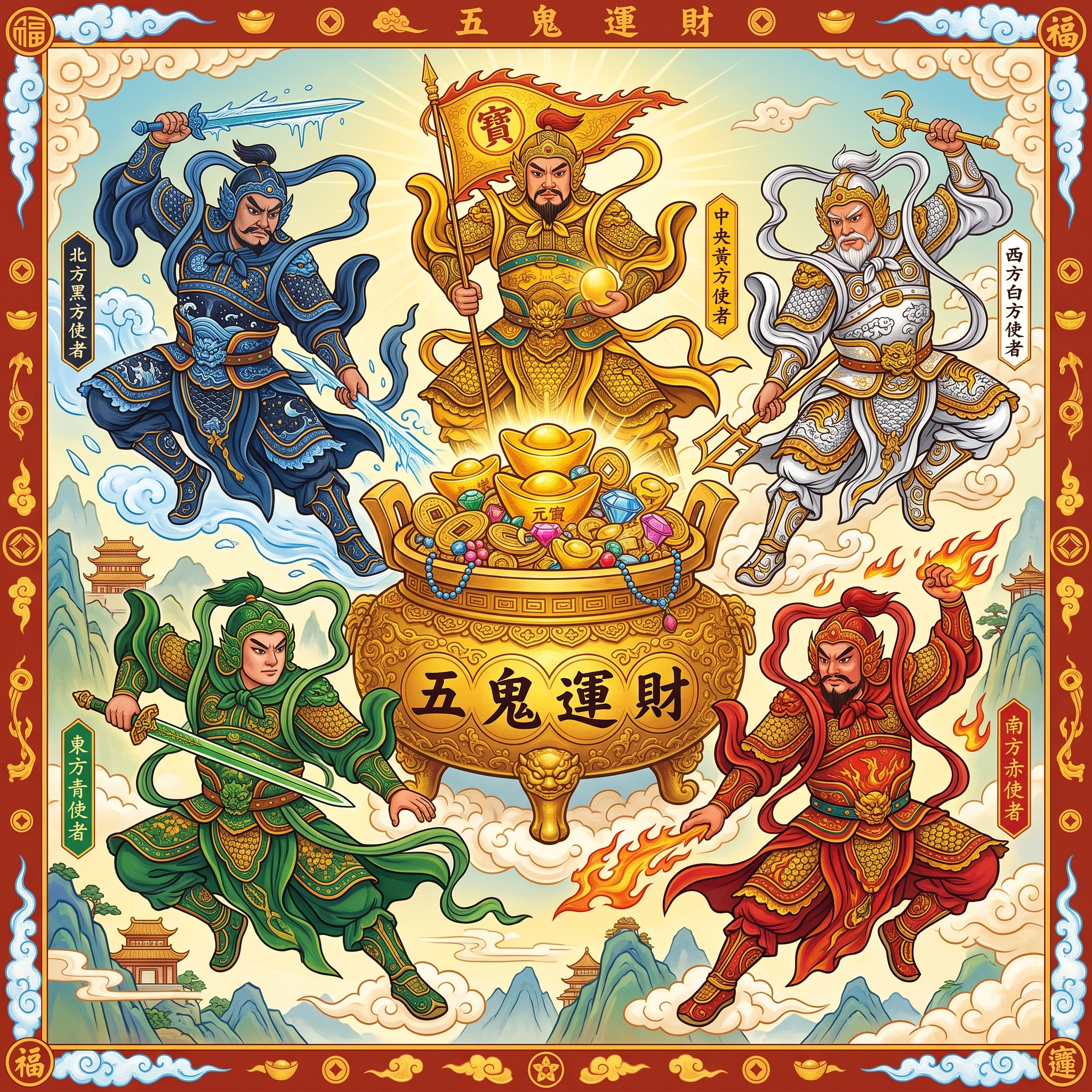 五方使者巡行引聚財氣