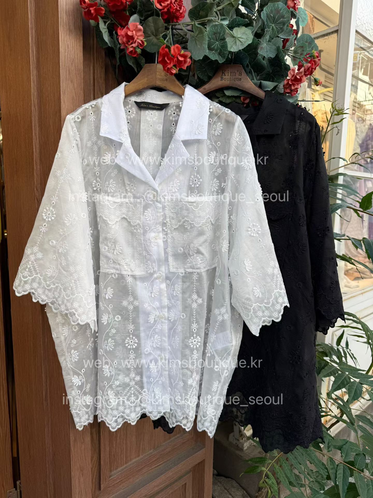 KM6153 滿版刺繡蕾絲襯衫
