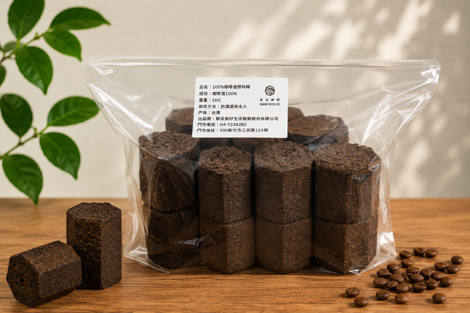 100%咖啡渣燃料棒1KG/袋