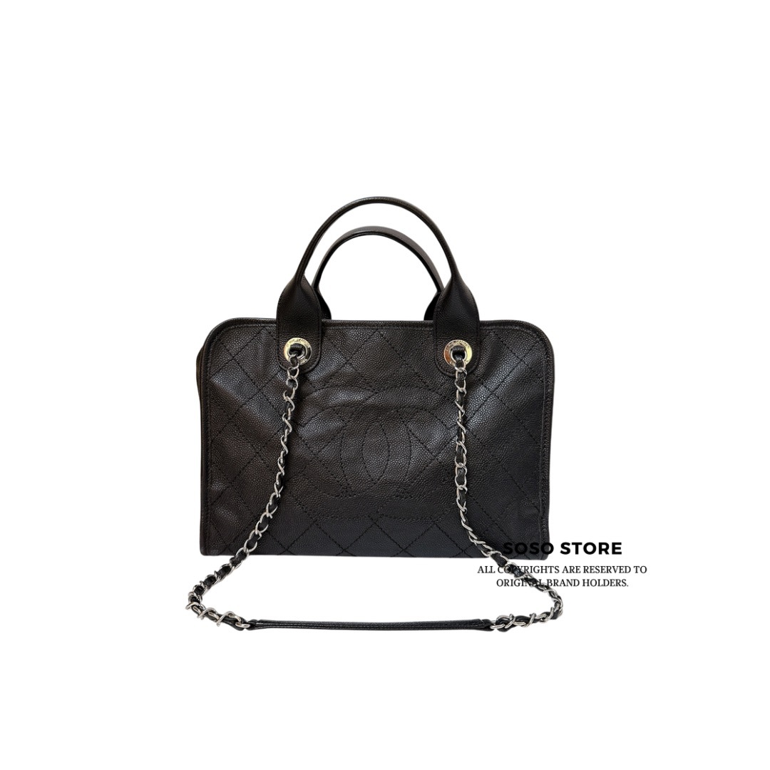 Chanel Deauville Bowling Bag - Black - SHW
