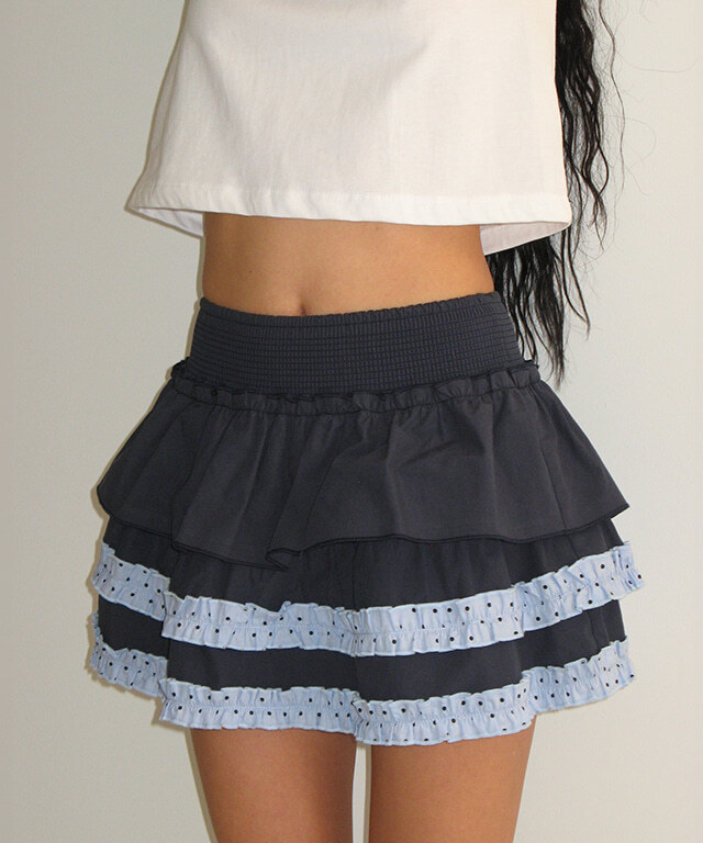 RONRON - CANCAN LAYERED SKIRT *DOT NAVY* (RR25BSK1459NV)