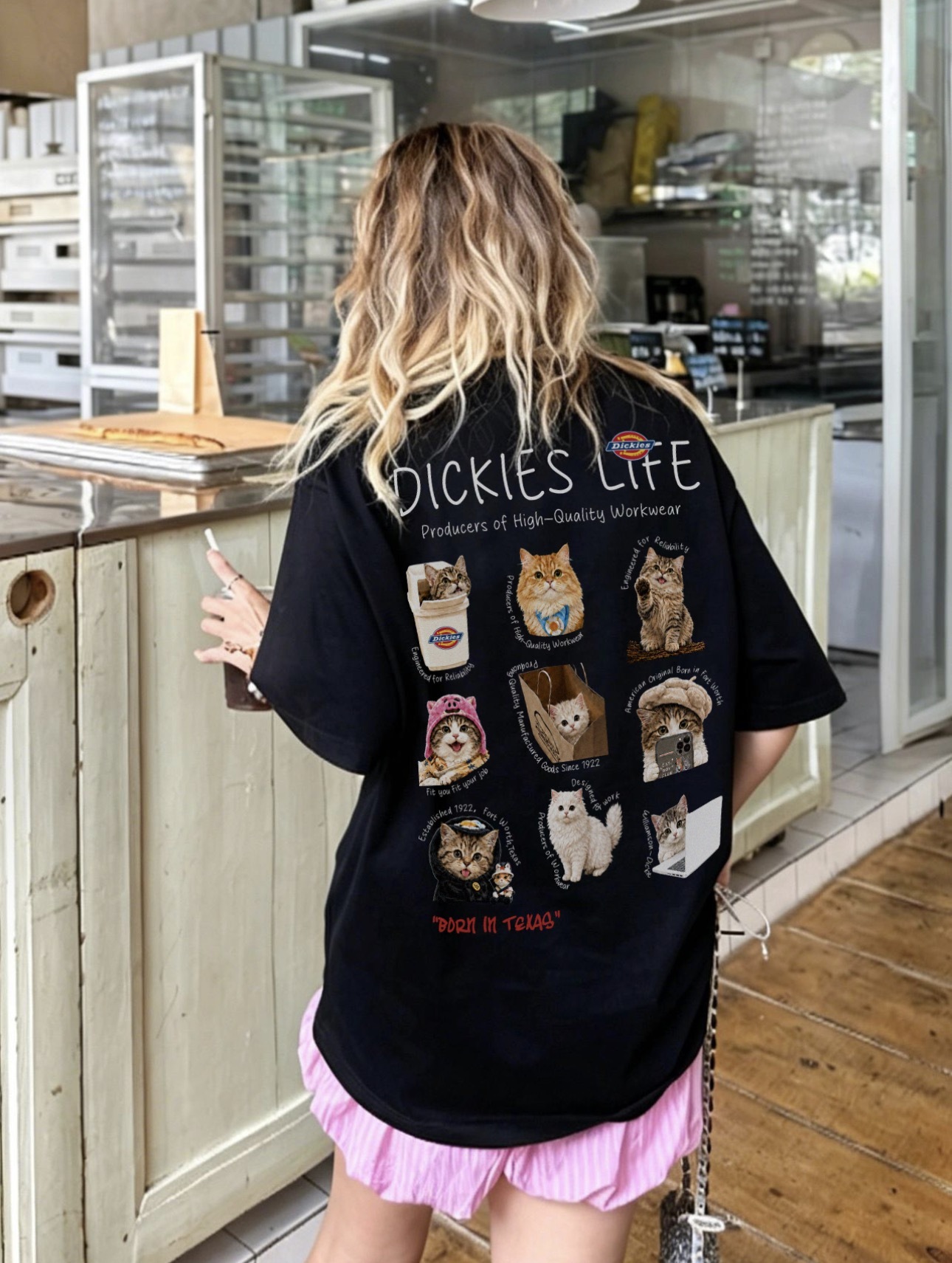 <現貨>Dickies 美式 萌趣 萌寵 可愛 😻貓咪 圖騰 個性 短T 3色