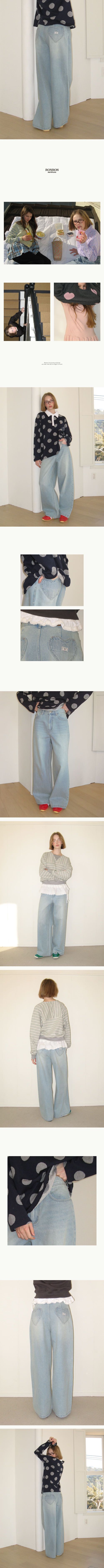 RONRON - BACK HEART STITCH POCKET DENIM PANTS *LIGHT BLUE* (RR25APT3806LB)