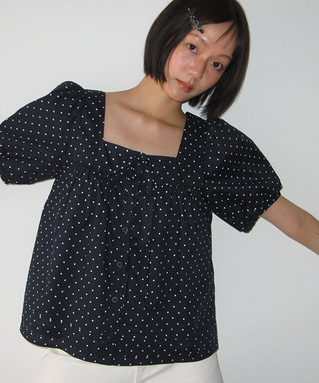 RONRON - TIE DETAIL BUTTON BLOUSE *3色* (RR25BBU4268)