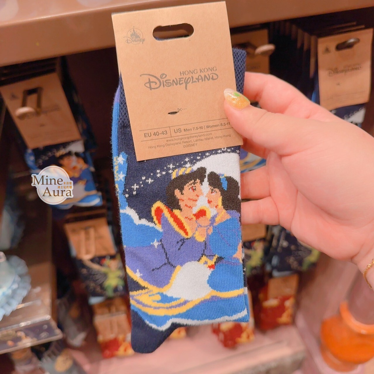 茉莉公主 Jasmine 阿拉丁 Aladdin 圖案 成人襪 襪子 -香港迪士尼樂園