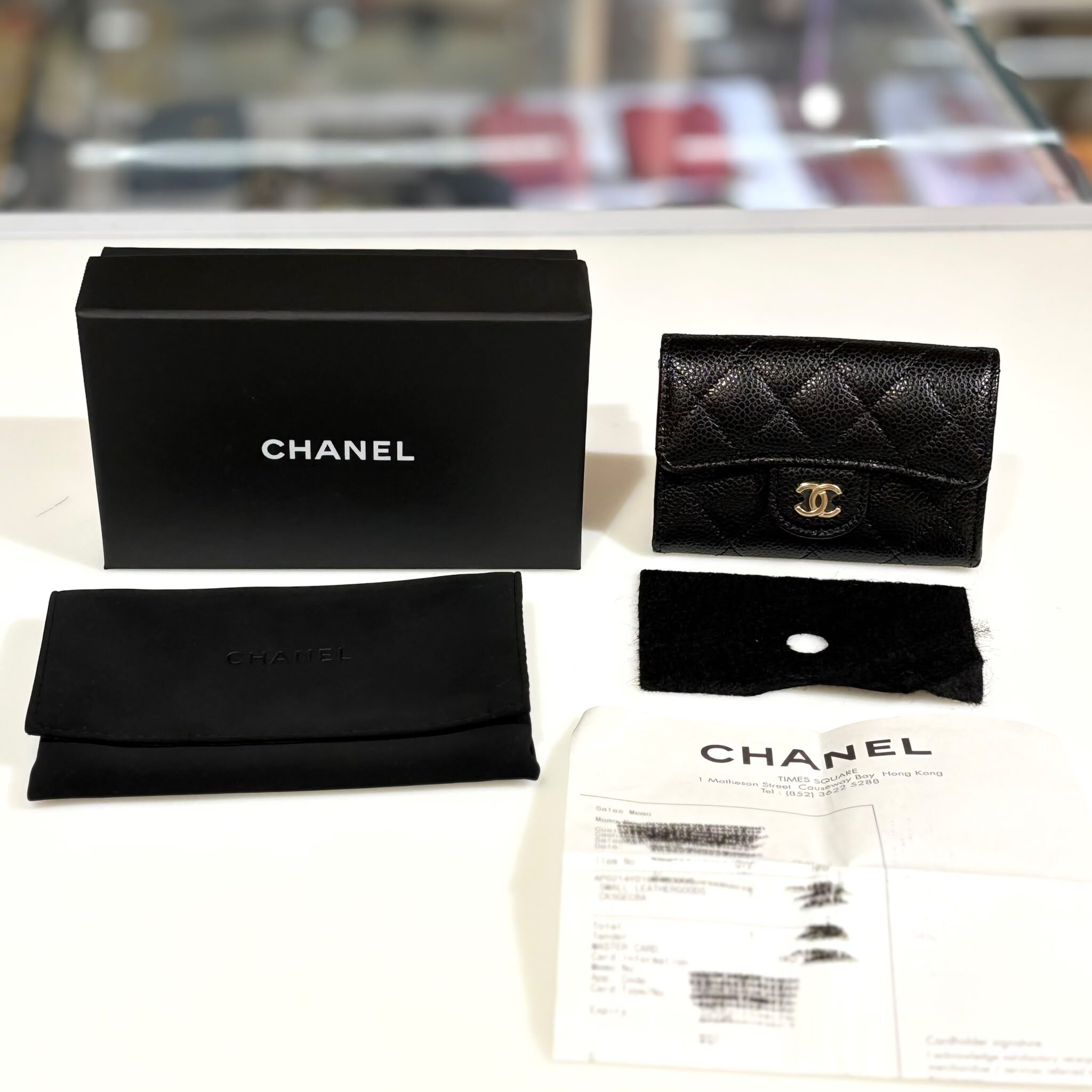 全新CHANEL卡片套AP0214 黑色荔枝皮金扣 @晶片 #BRAND NEW #香榭站正品
