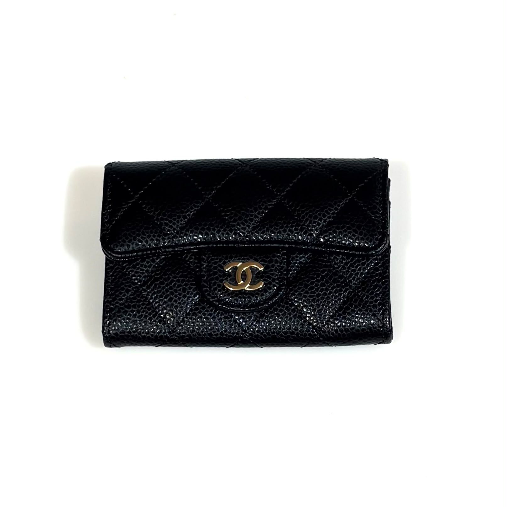 全新CHANEL卡片套AP0214 黑色荔枝皮金扣 @晶片 #BRAND NEW #香榭站正品