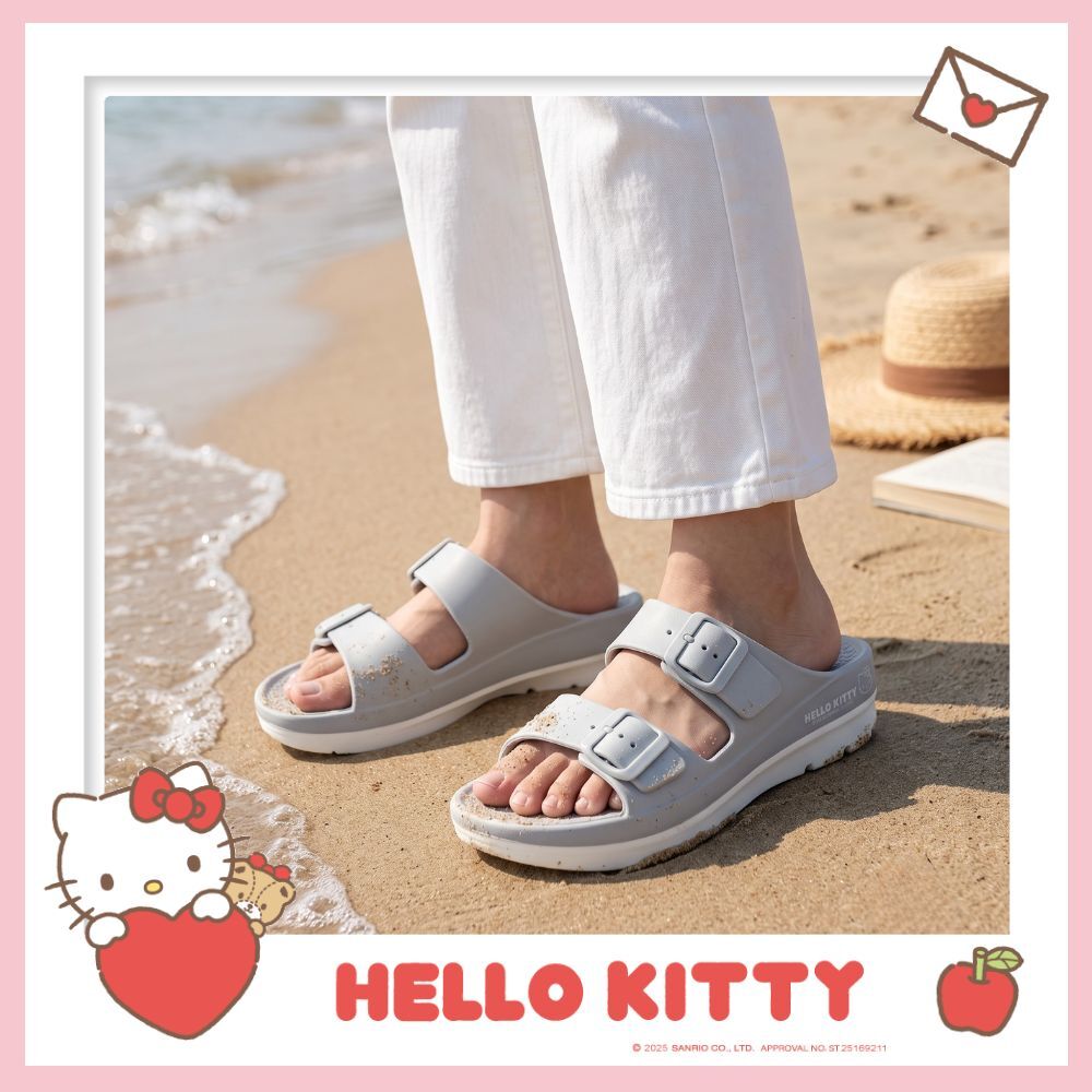 25078 Sanrio Hello Kitty 可調整輕量涼鞋 灰藍 #TW-AS26-925005