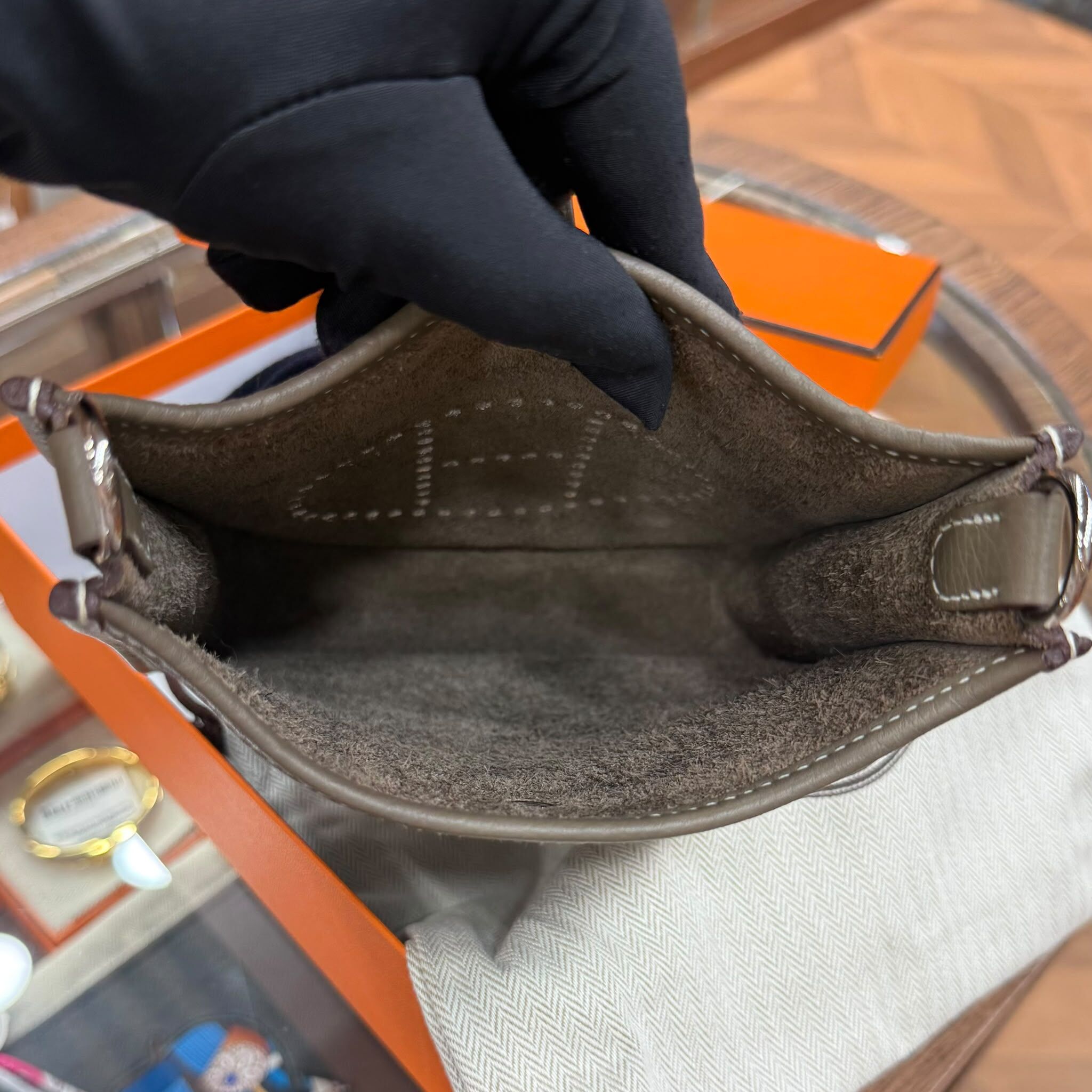 BRAND NEW HERMES EVELYNE 16 ETOUPE TC皮 大象灰藍帶銀扣 STAMP W #愛馬仕 # E16