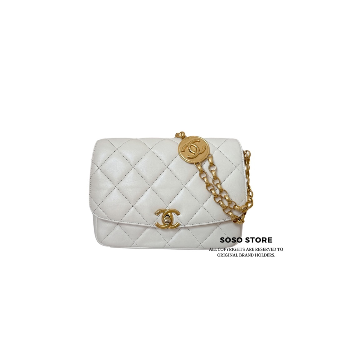 Chanel Small CC Coin Flap Bag - White / GHW