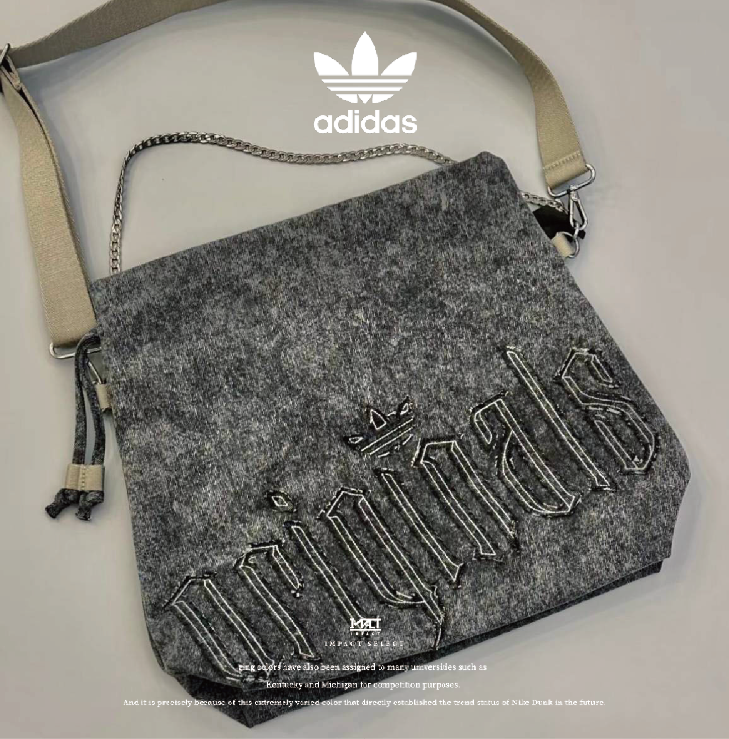 ADIDAS  HARDCORE SWAG 水洗灰托特包 KX0560