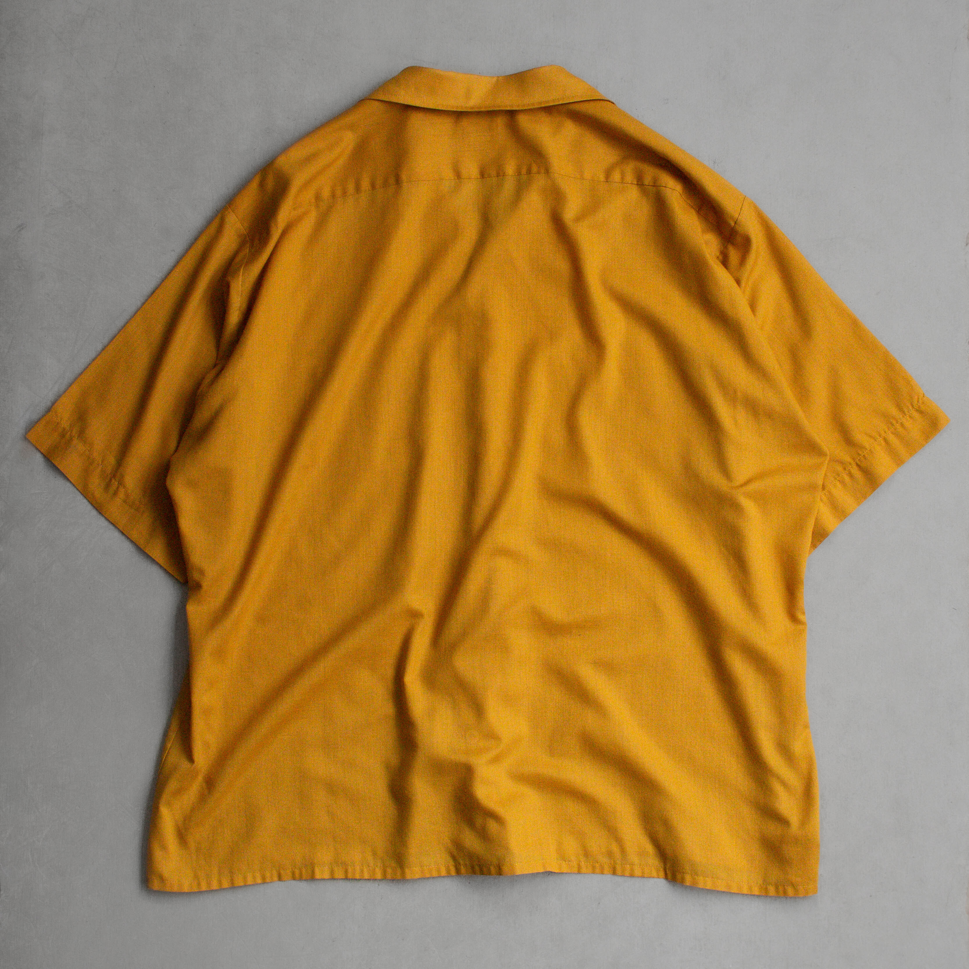 60S VAN HEUSEN OPEN SHIRT 美國製 芥黃 素面 開領 短袖 襯衫
