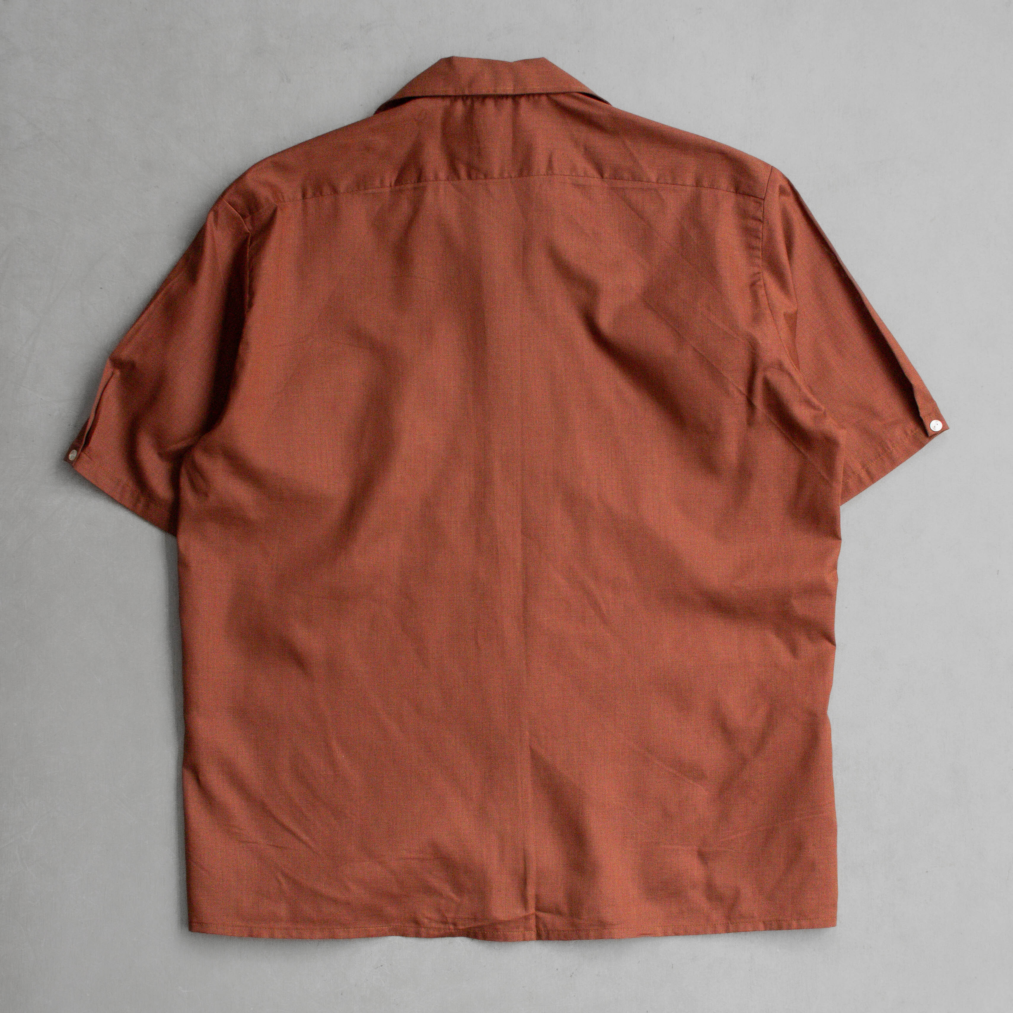 60S MCGREGOR OPEN SHIRT 美國製 磚紅 素面 開領 短袖 襯衫