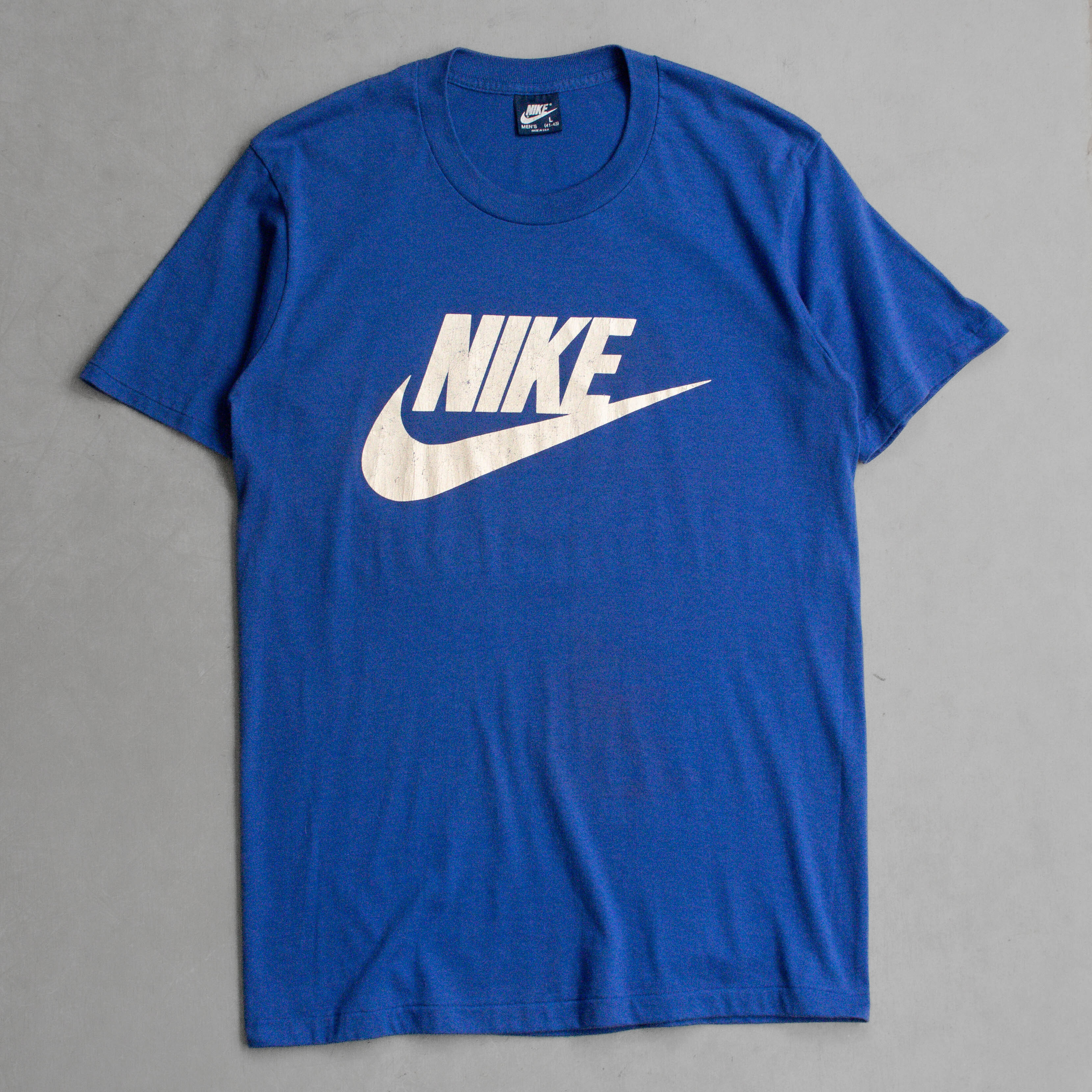 80S NIKE SWOOSH TEE 美國製 藍色 勾勾 短袖 T恤