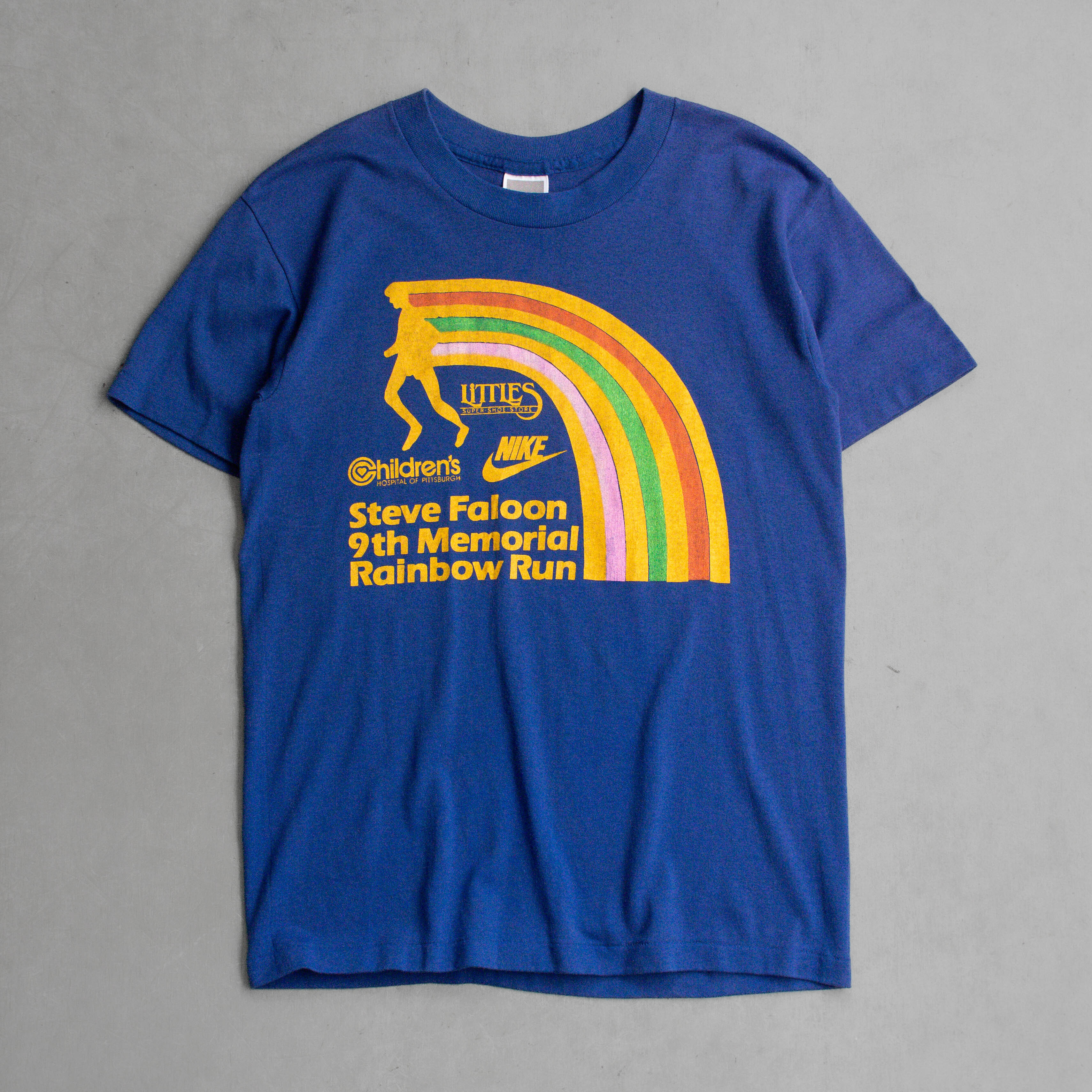 90S NIKE RAINBOW RUN TEE 美國製 藍色 彩虹 路跑 短袖 T恤