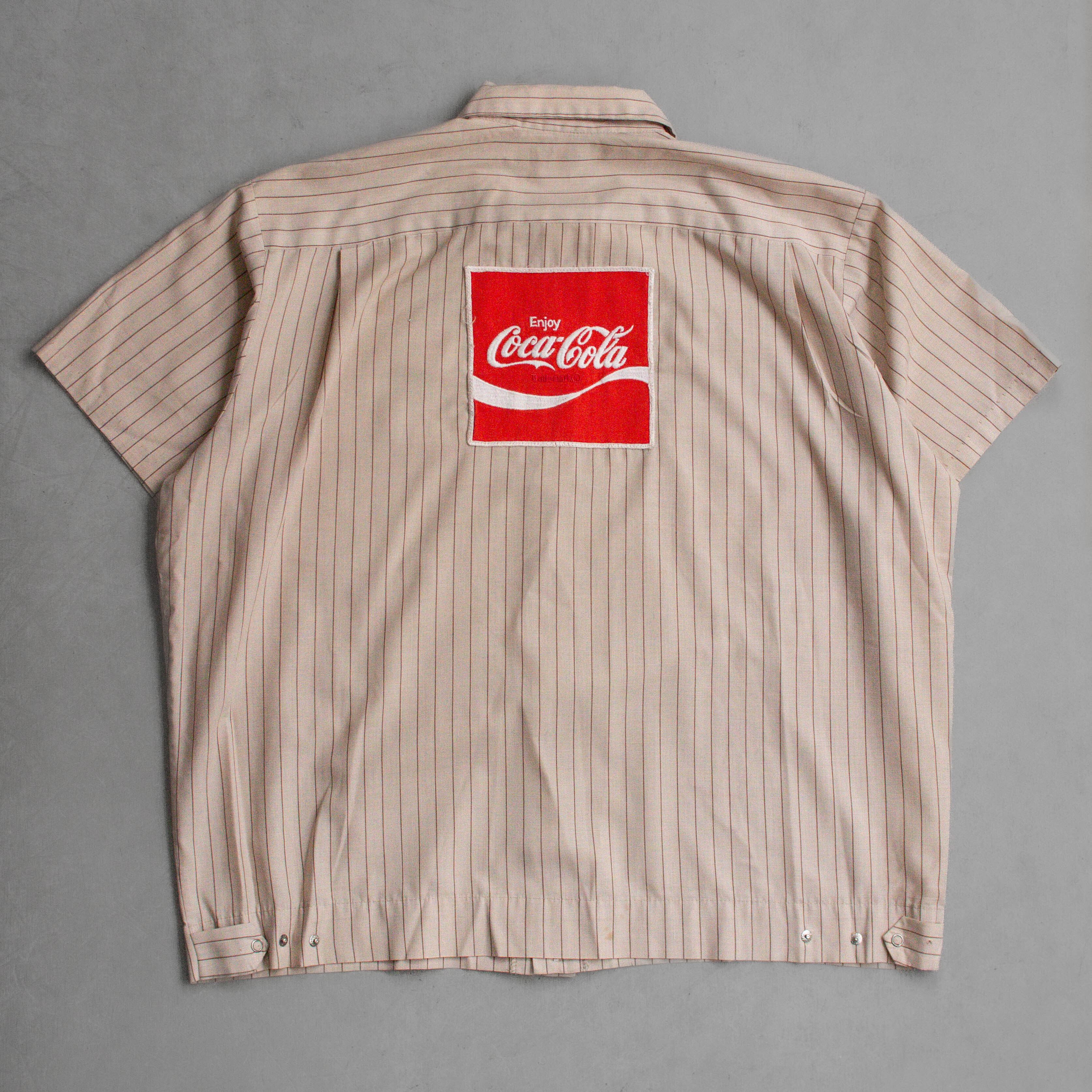 60S COCA COLA OPEN SHIRT 美國製 可口可樂 條紋 開領 短袖 襯衫 B