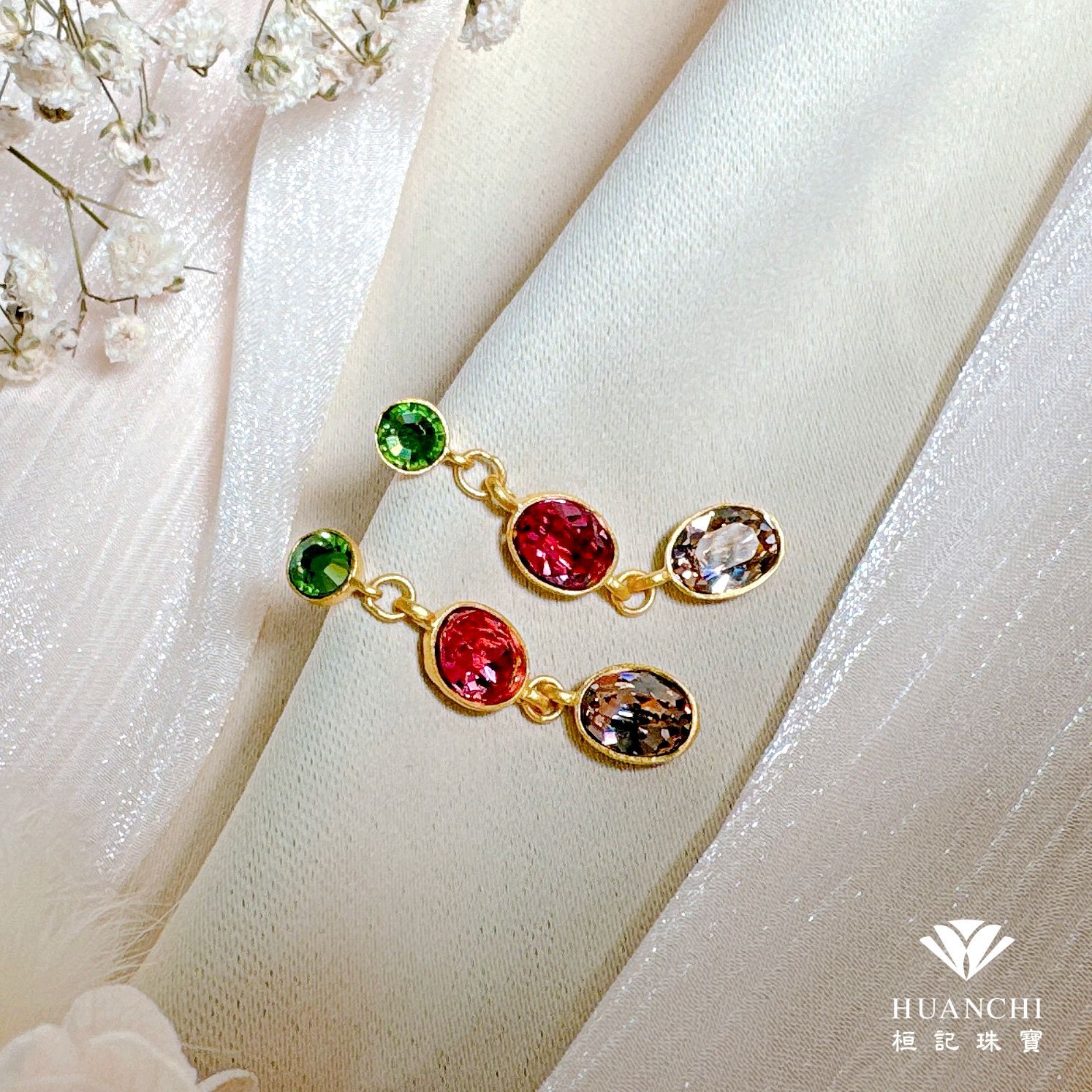24K Gold - Elegant Crystal Drop Earrings