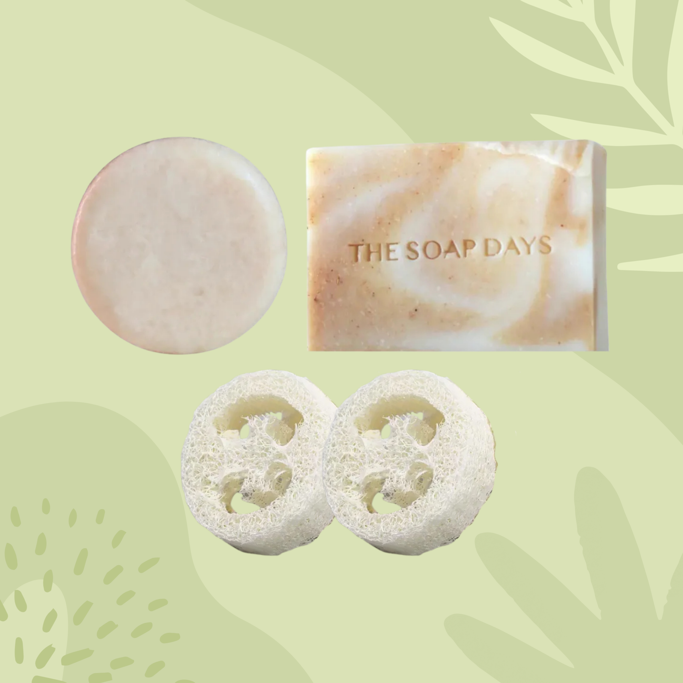 【優惠組合】全身SOAP二入果香組｜純皂晰洗髮餅 + 純皂沐浴皂 + 絲瓜絡皂盤（ 敏感肌/頭皮）