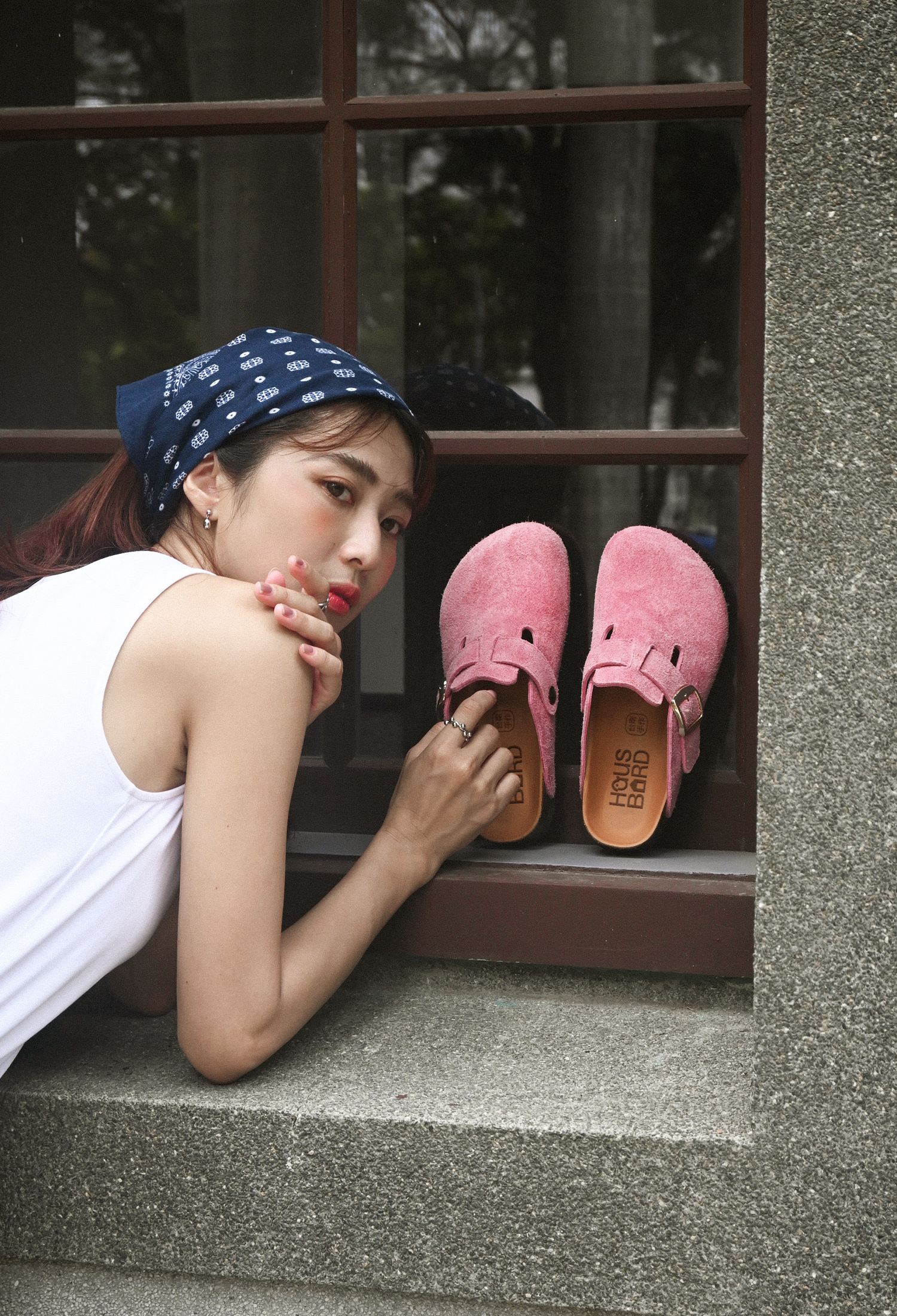 【女款】長絨麂皮穆勒拖履 粉紅