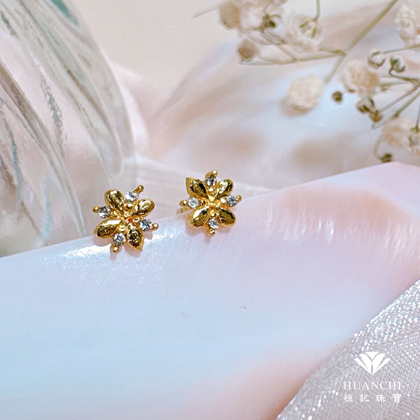 24k Gold - Snowflake Gold Earrings