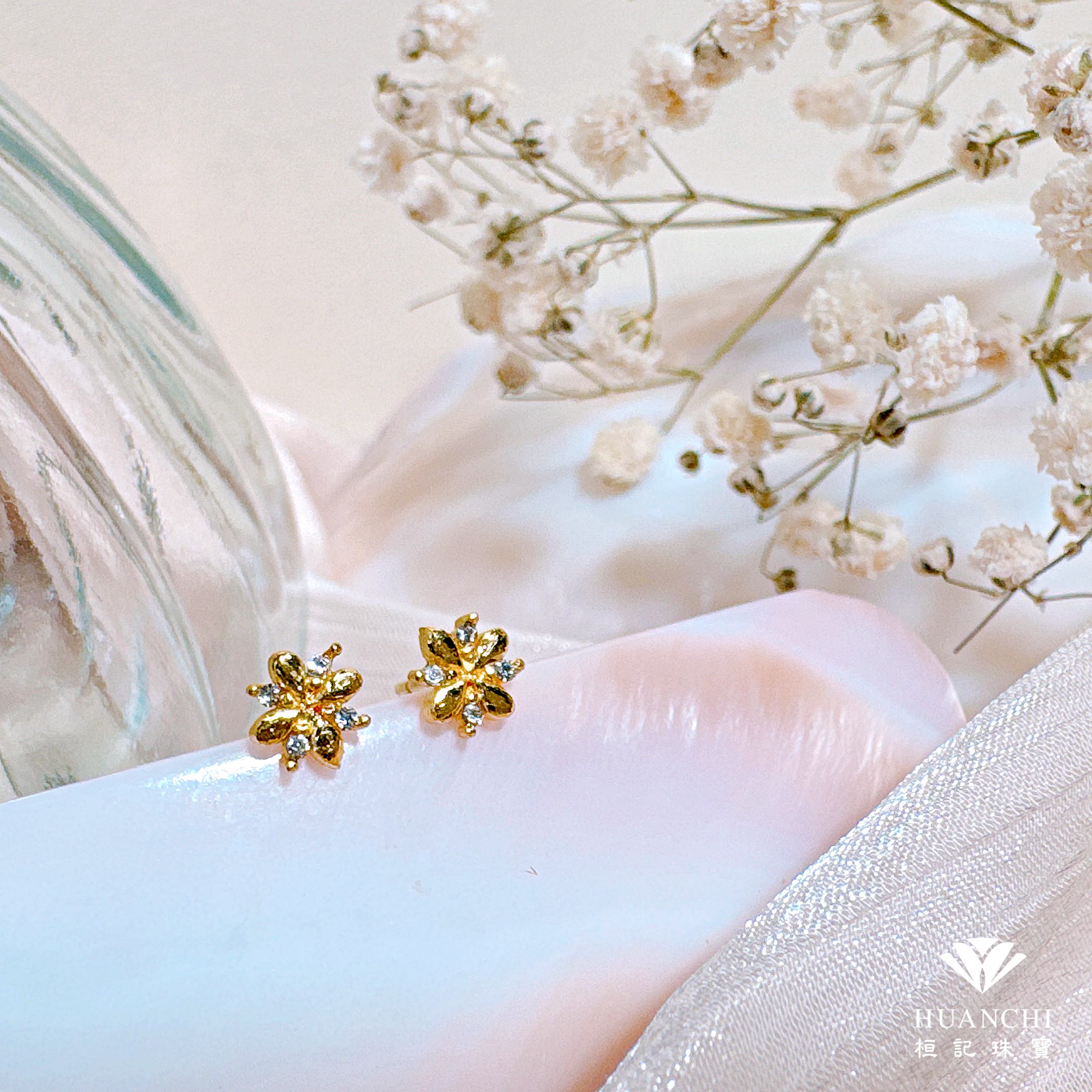 24k Gold - Snowflake Gold Earrings