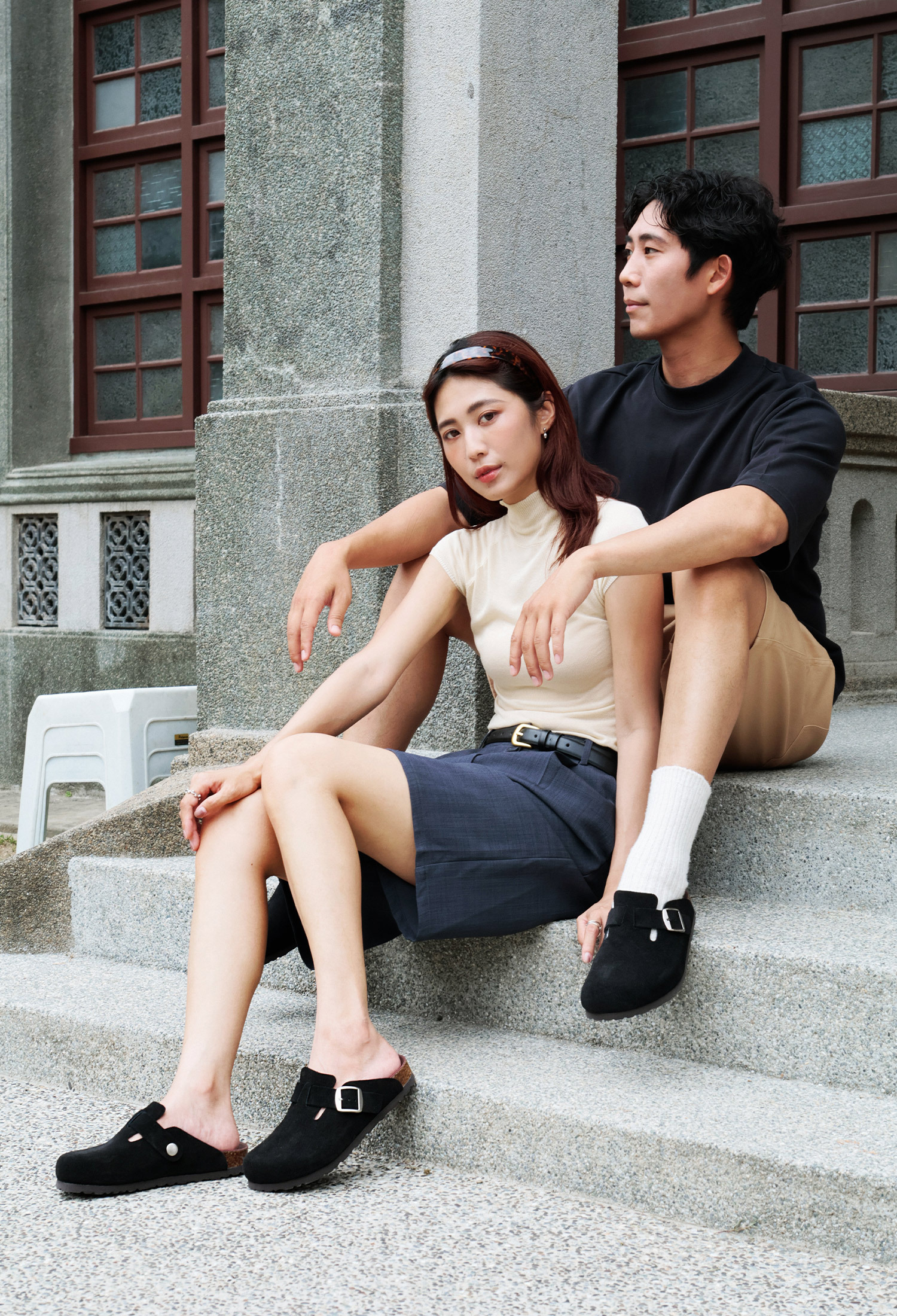【女款】細絨麂皮穆勒拖履 經典黑