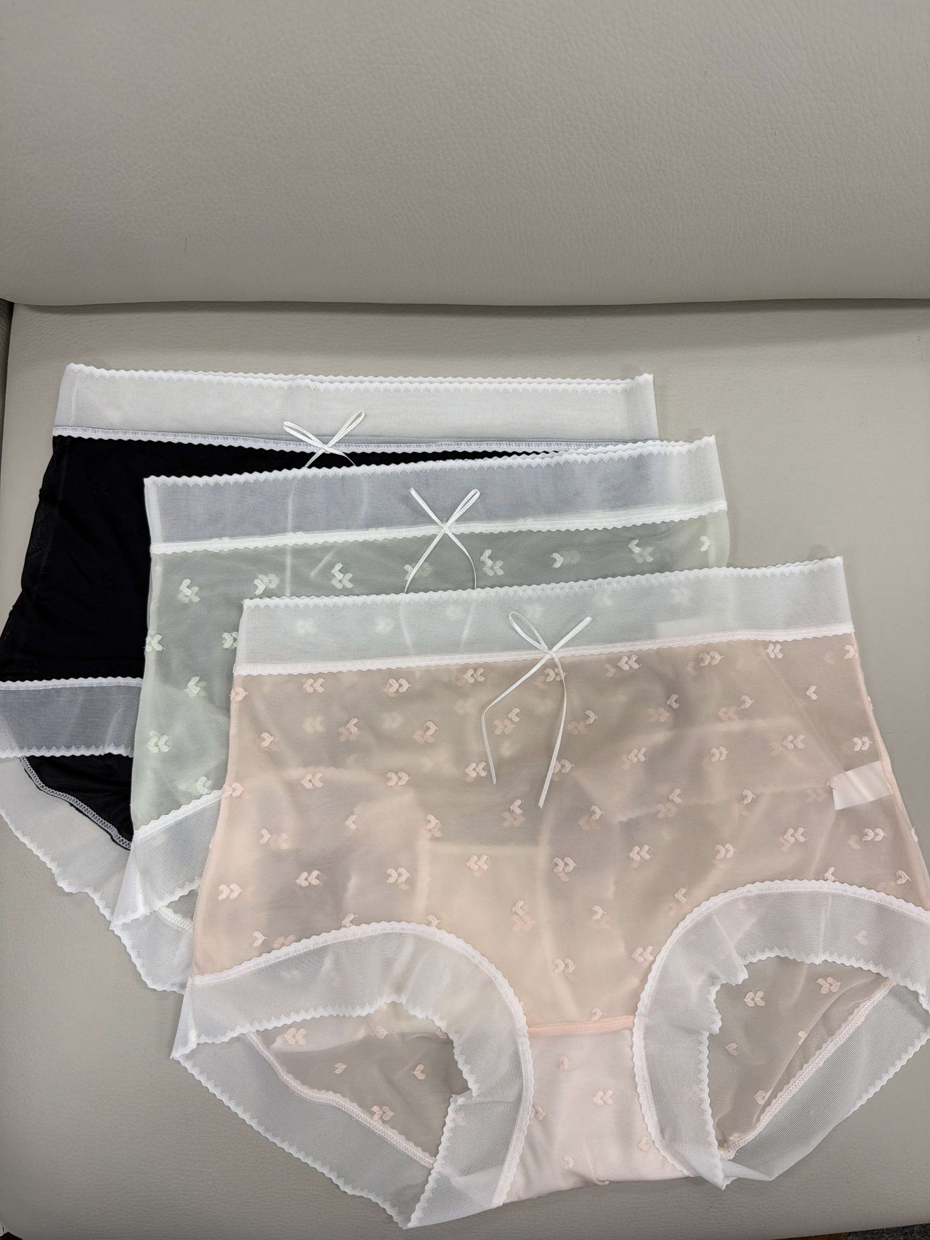 UJ19 台灣品牌七月JULY 薄紗內褲(849) (一套3條 氧綠,櫻粉,黑色)