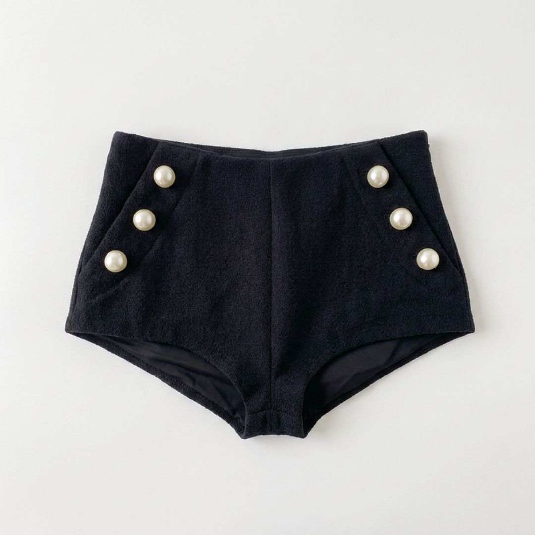 1EA0408-085 [EDWARD ACHOUR] Crochet Trim Sailor Shorts Black #101009/1007 (C-EU-E)