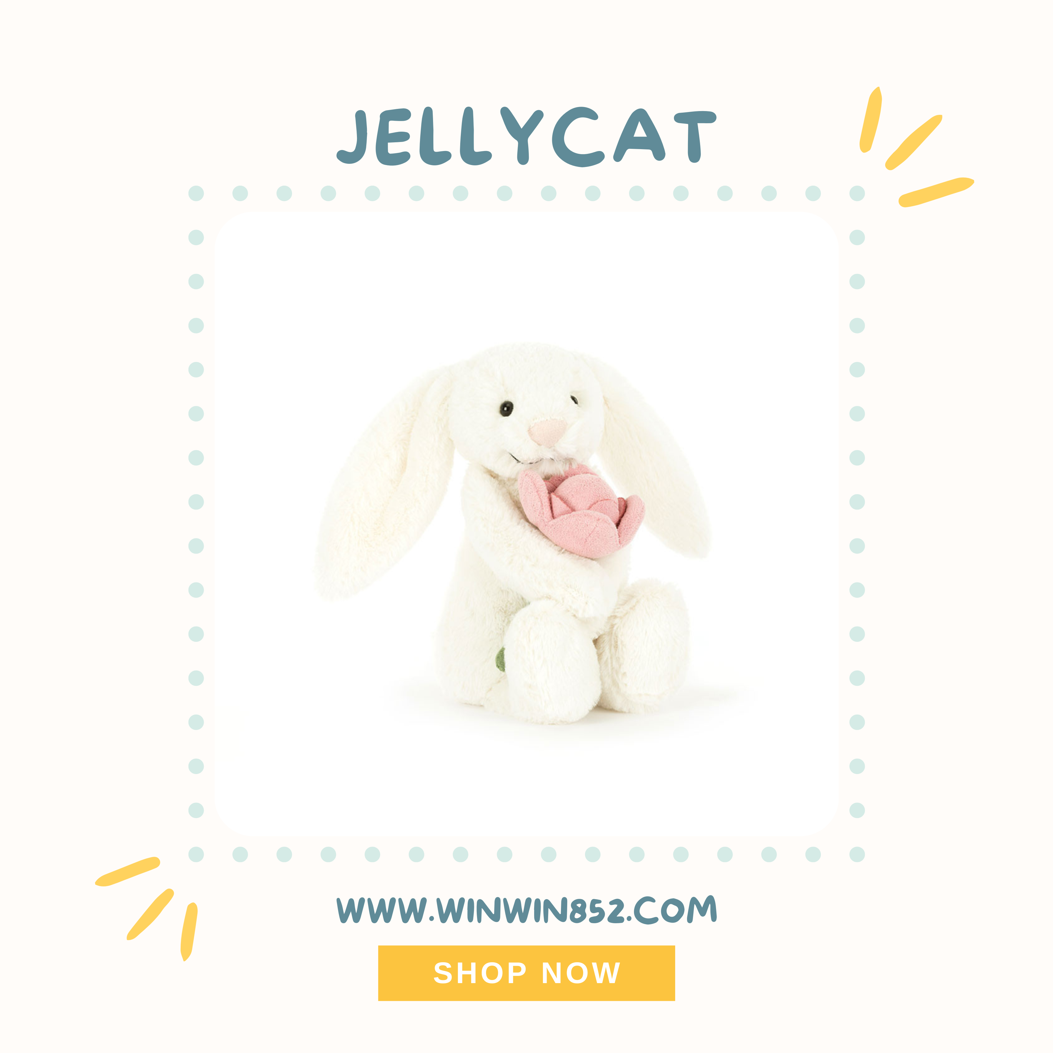 Jellycat Bashful Bunny 'Peony'