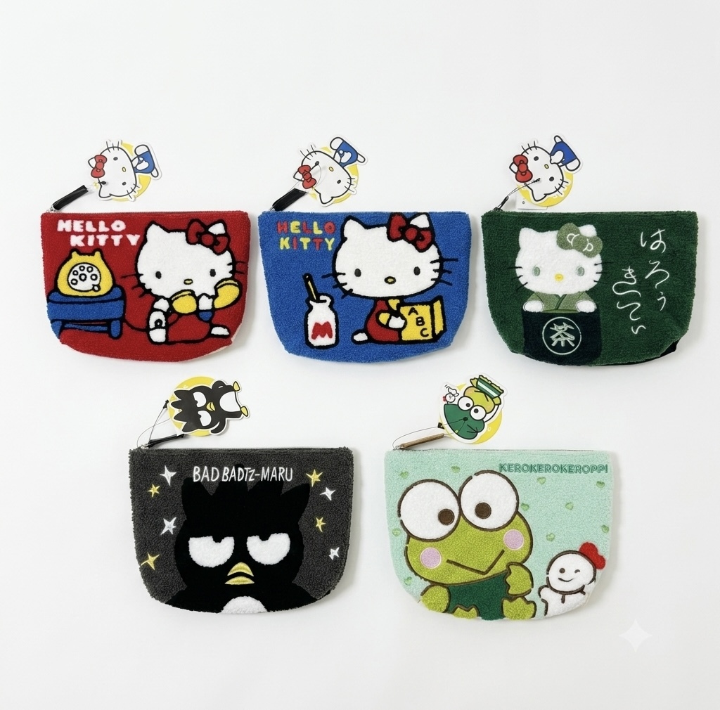 【連線大優惠】JP Sanrio 經典款 毛巾刺繡拉鏈袋 4571 TK260718