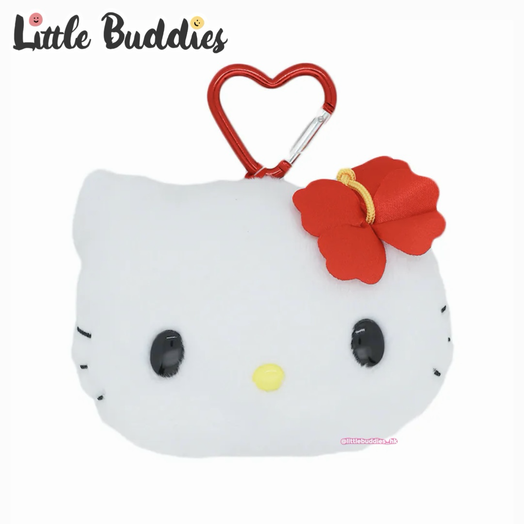 美版 Sanrio Hello Kitty 夏威夷花造型 頭形袋連心形扣