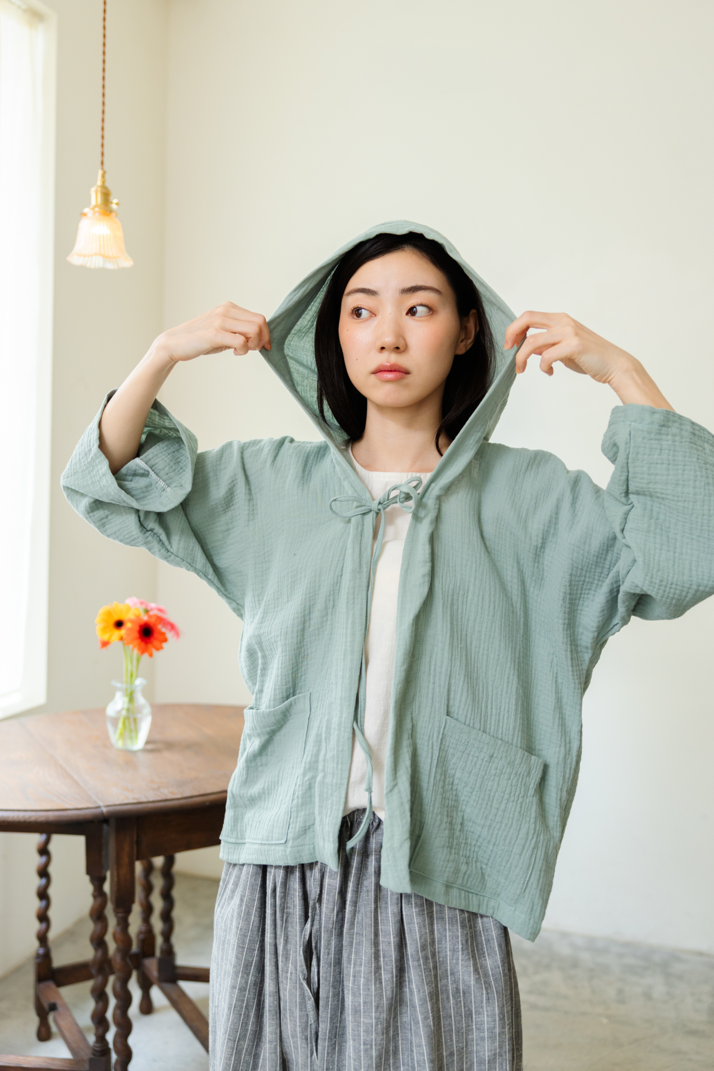 清邁純棉連帽外套_薄荷綠