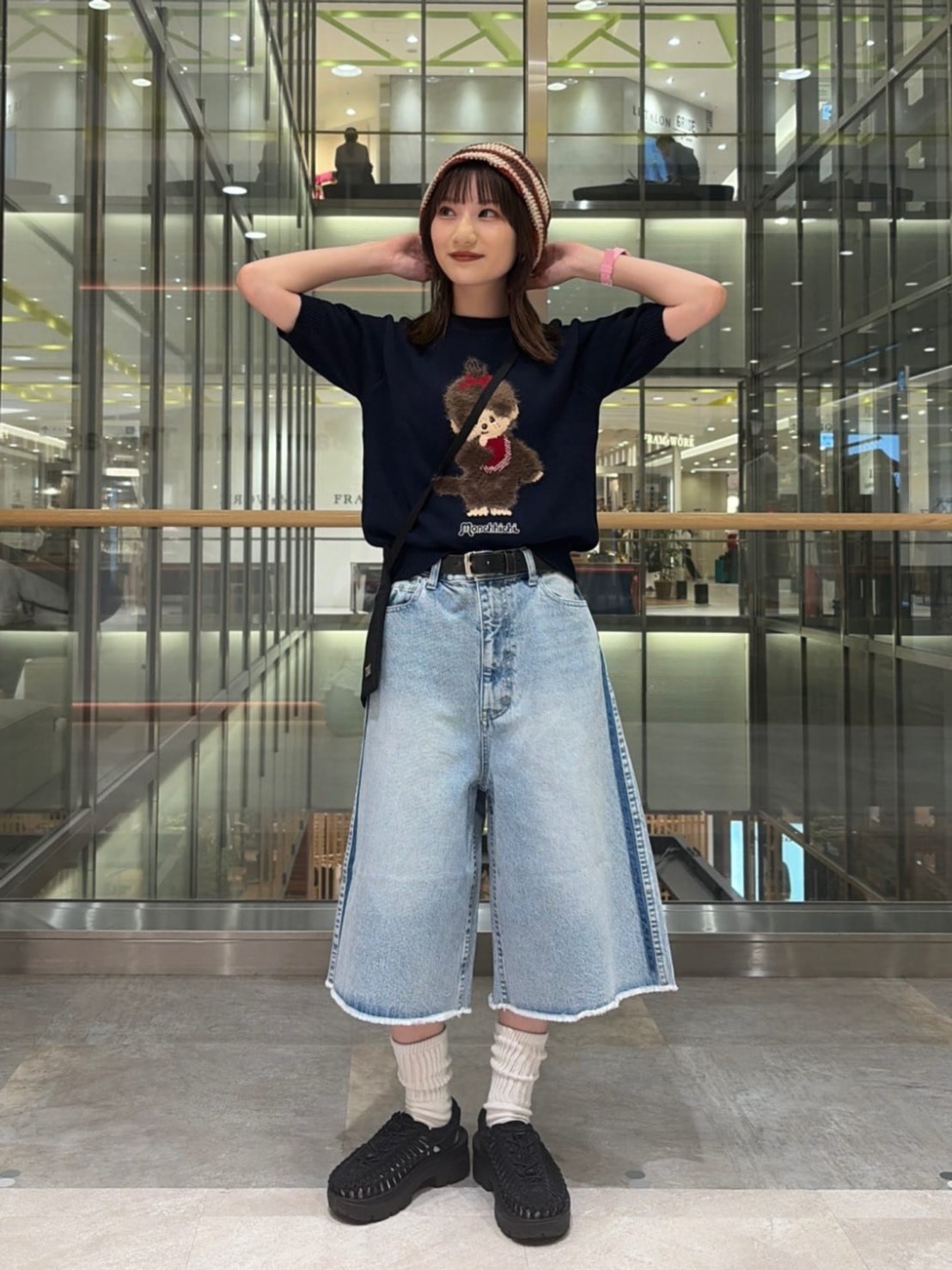 〈 萌度超標🍼〉PUBLUX 蒙奇奇 羽毛風 提花夏季針織上衣 三色 黑灰白