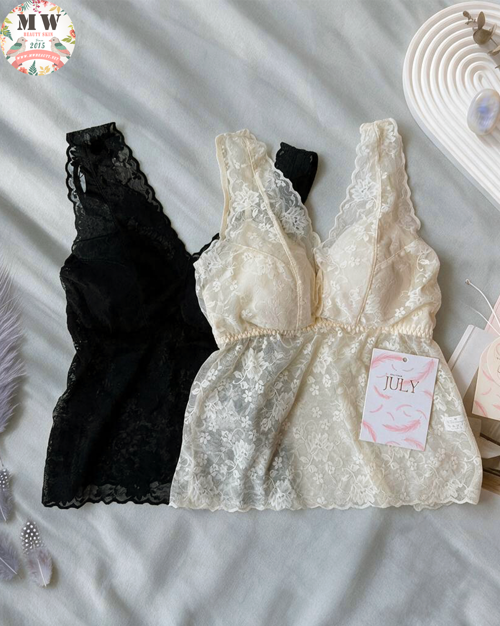 【台灣 JULY BRA】花卉蕾絲減壓背心內衣 | 法式輕奢內搭美背胸圍 (MW Beauty 直播限定優惠) [#1933]