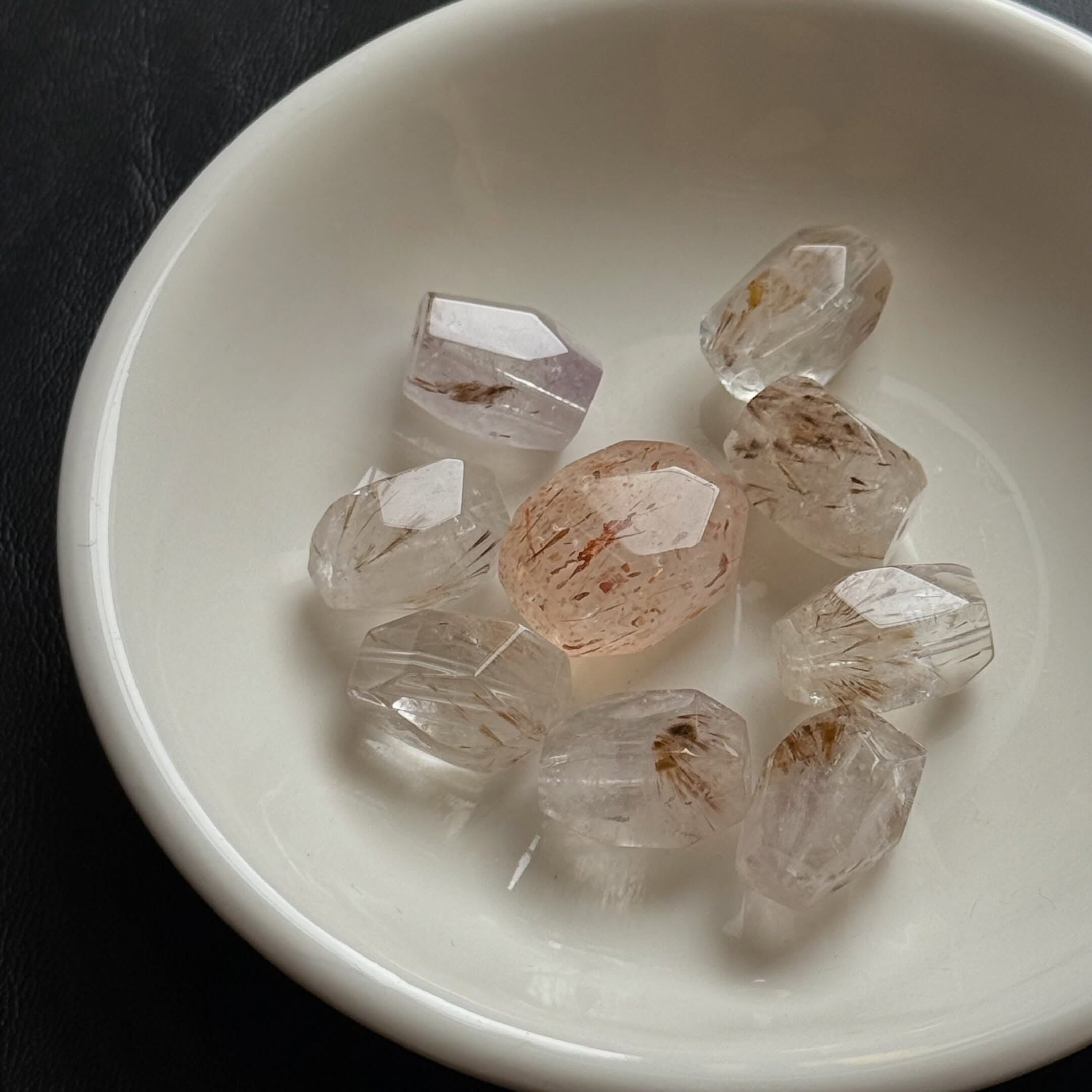 [原石] 黃磷鐵礦石英 通孔 水晶串珠配件