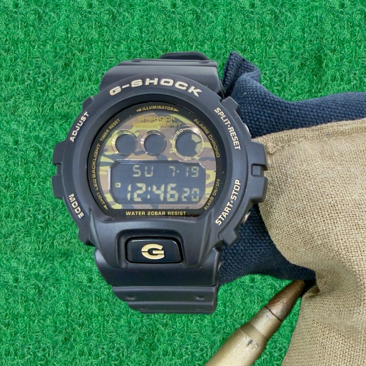 【G-SHOCK】 Bold Camo 迷彩金系列手錶DW-6900CF-1D 50mm 現代鐘錶