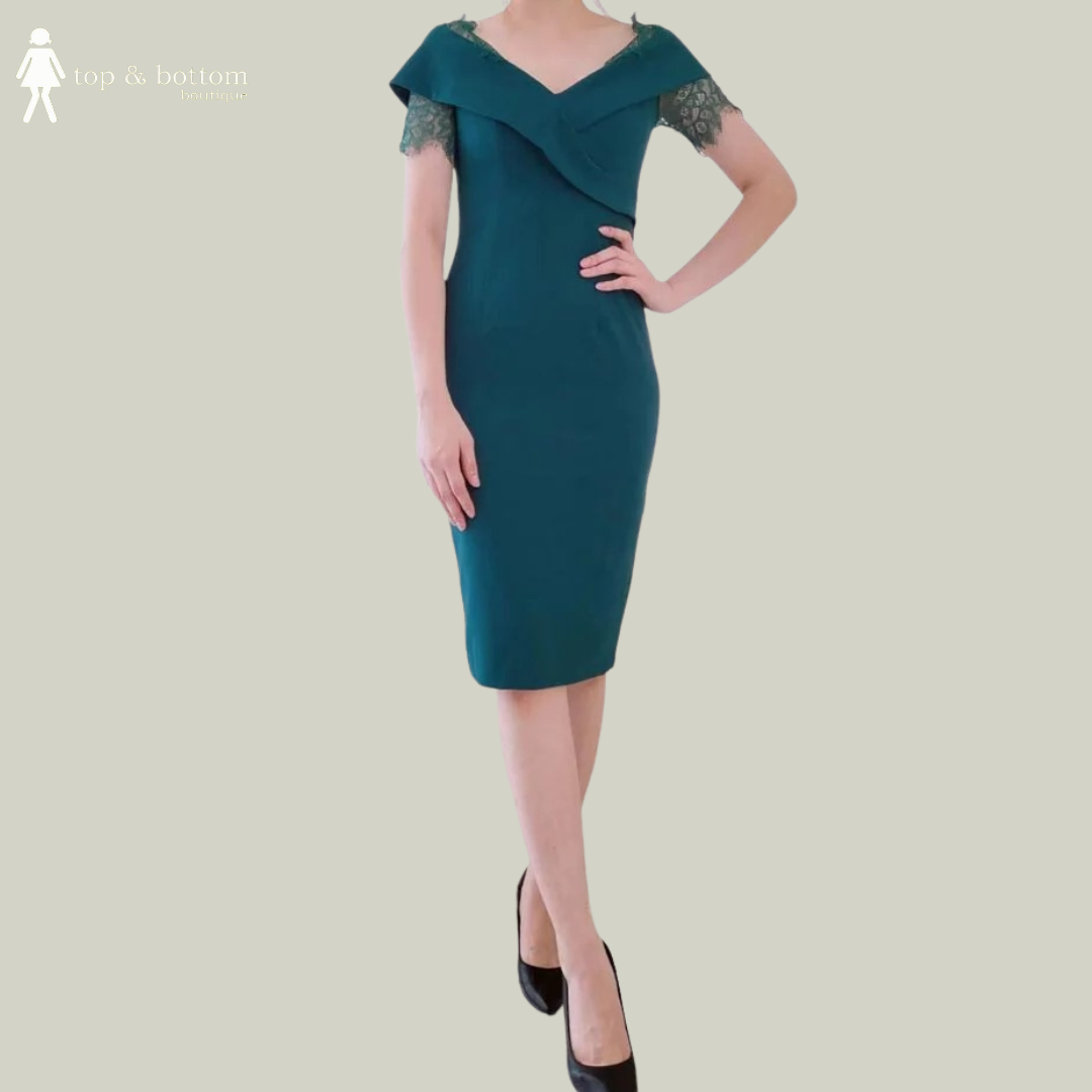 CROSS OFF SHOULDER PENCIL DRESS