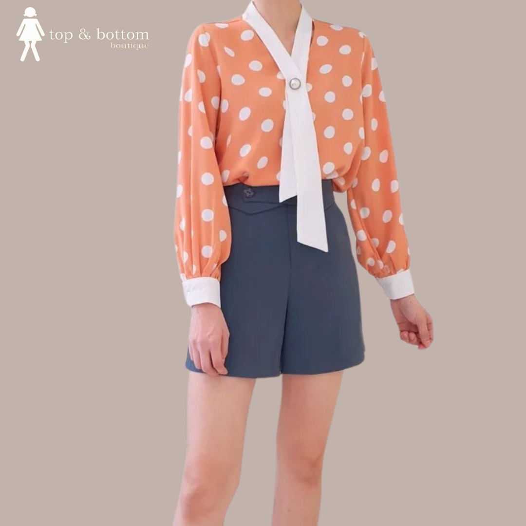 POLKA DOT CHIFFON BLOUSE