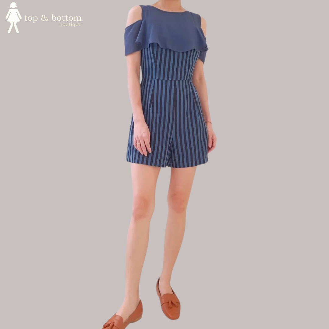 OFF SHOULDER STRIPED ROMPER