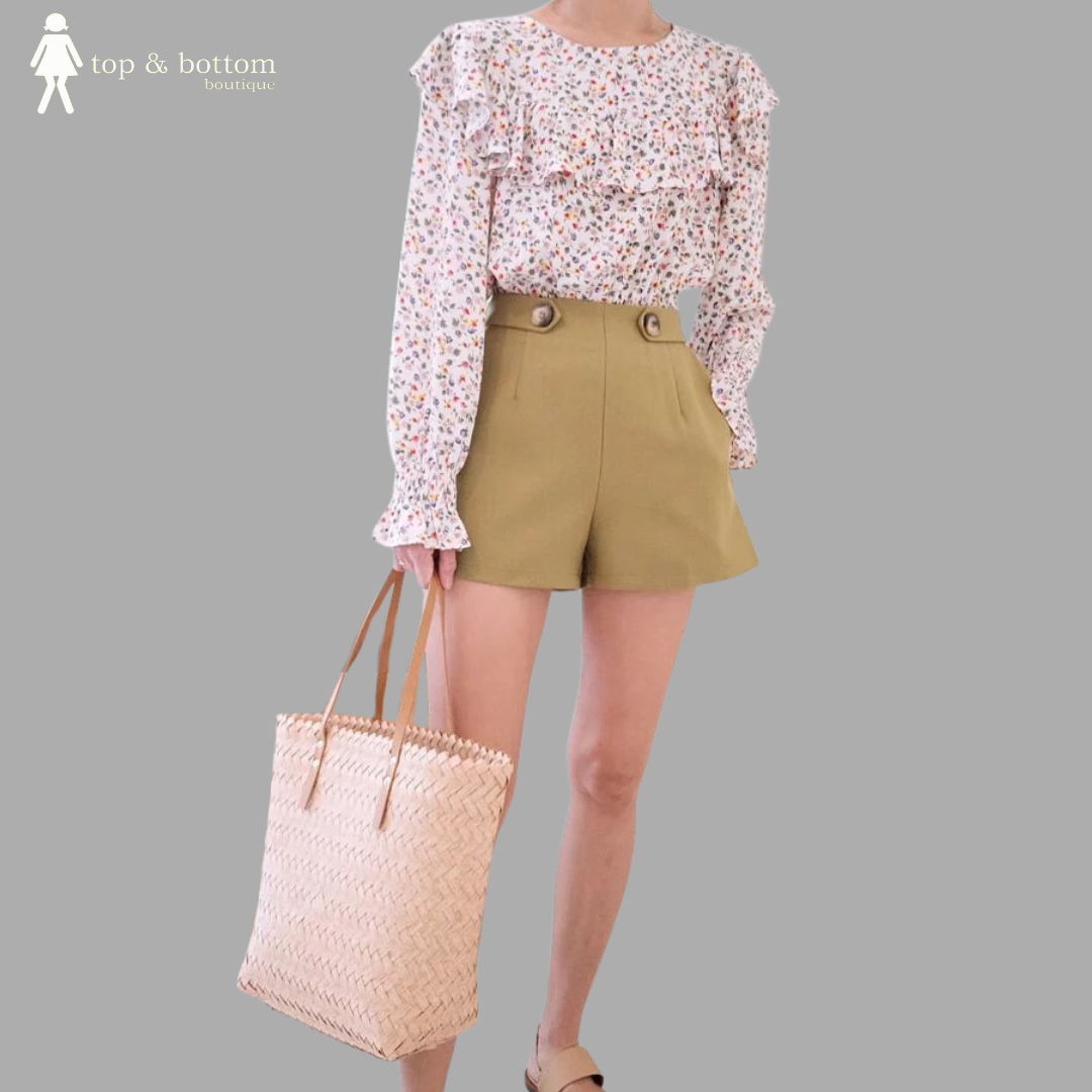 FLORAL PRINT RUFFLED CROP BLOUSE