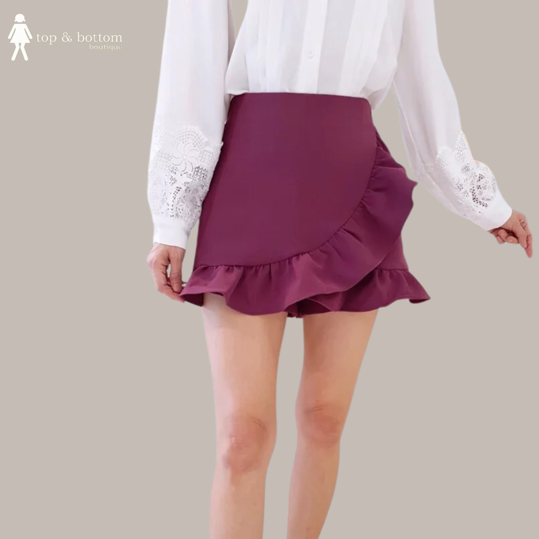 RUFFLED TRIM ASYMMETRIC SKORTS