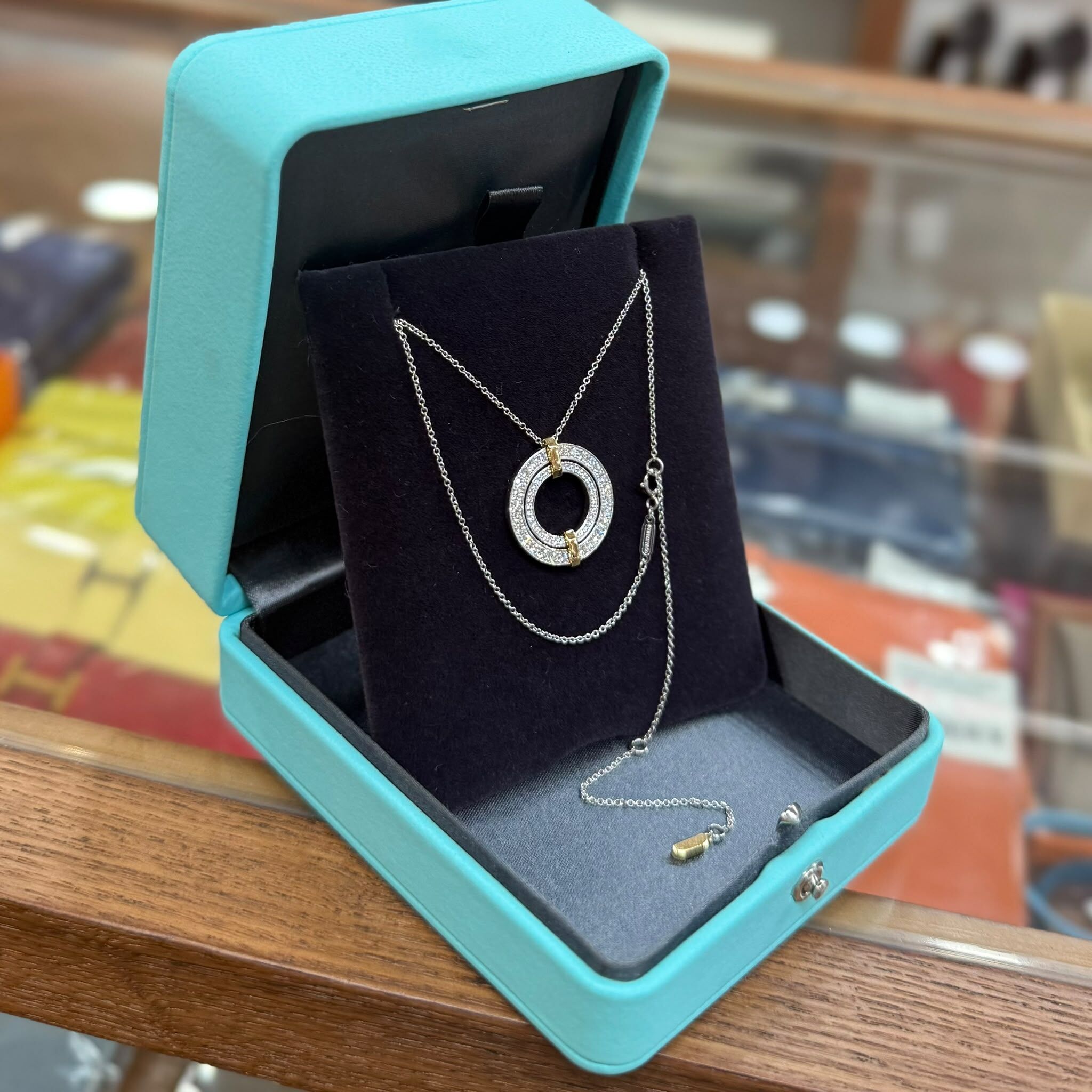 BRAND NEW TIFFANY & CO EDGE  NECKLACE 圓形 950鉑金/18K黃金鑽石小號 #蒂芙尼項鏈