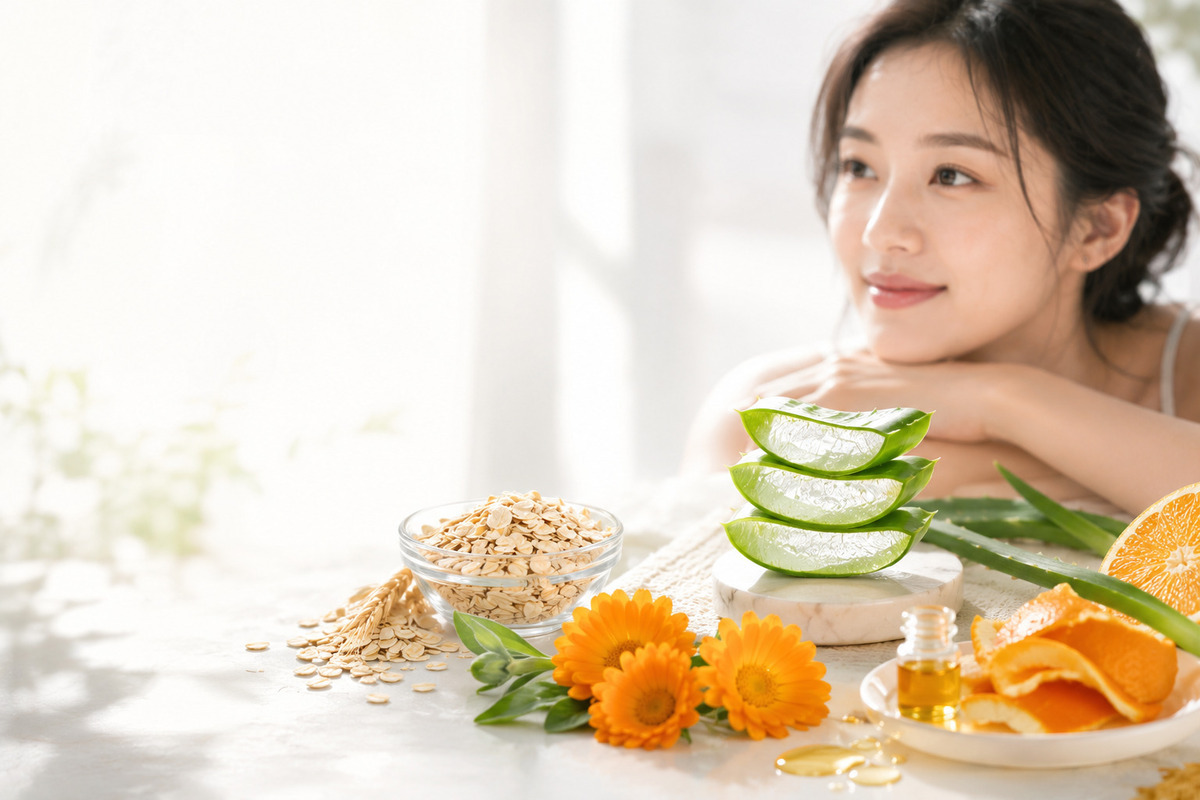 燕麥蘆薈金盞花及甜橙精油天然舒敏成分比較