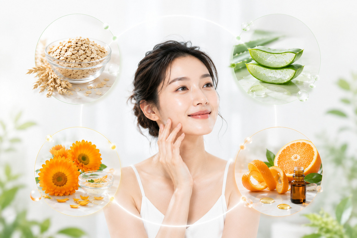 燕麥蘆薈金盞花與甜橙精油的舒敏功效比較