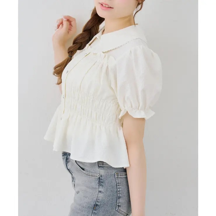 ODO 甜美娃娃領皺摺 Peplum 上衣 SUMMER SALE